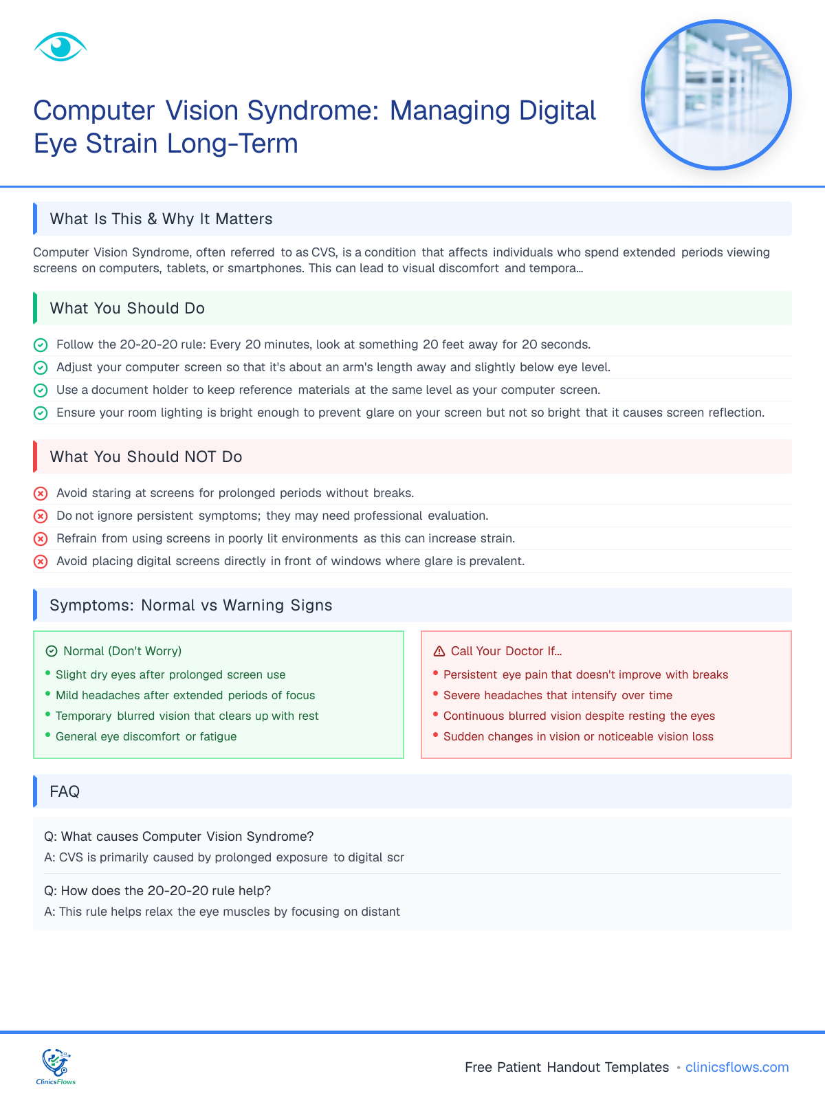 Computer Vision Syndrome: Managing Digital Eye Strain Long-Term - patient handout preview