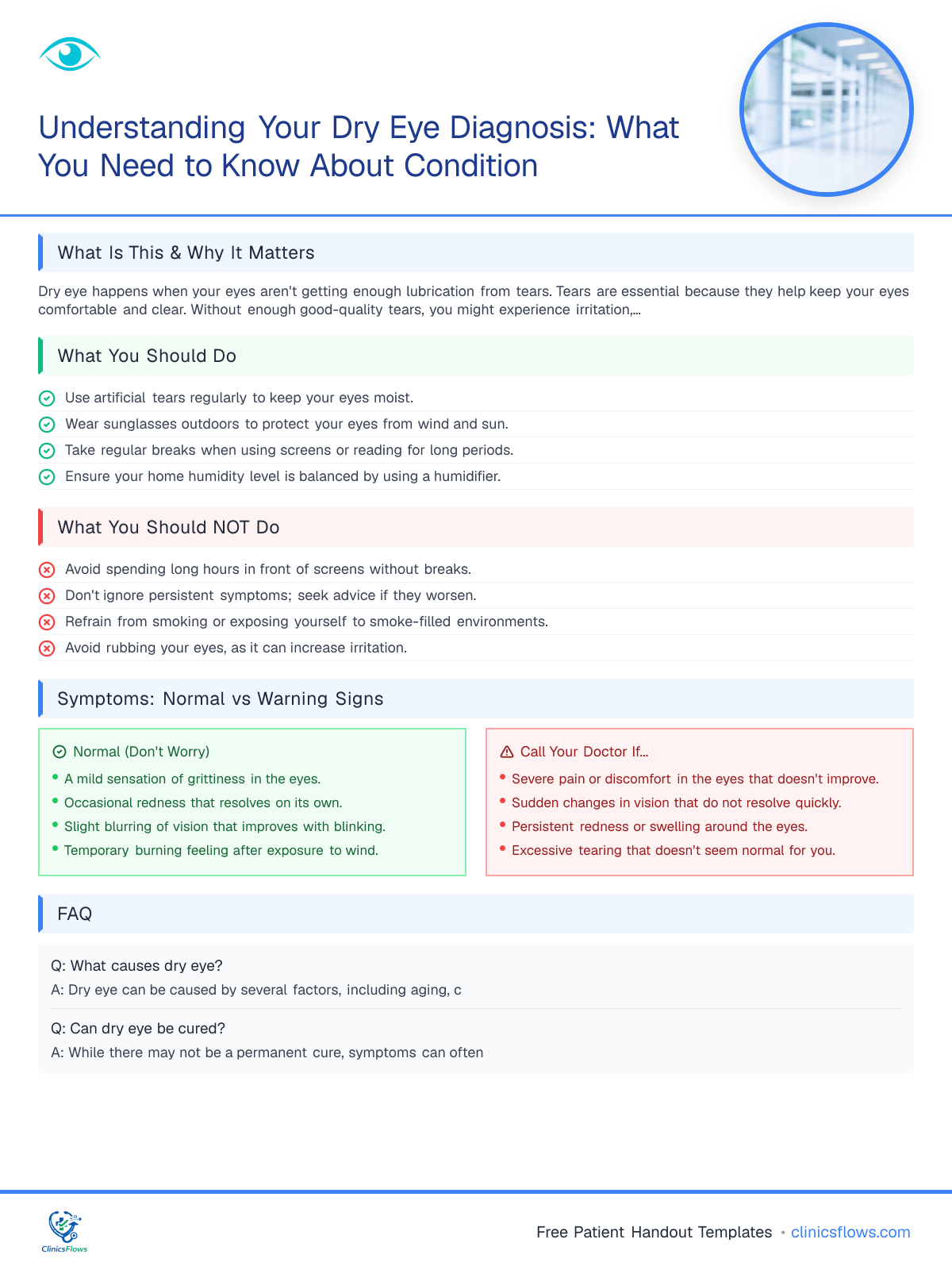 Understanding Your Dry Eye Diagnosis: What You Need to Know About Condition - patient handout preview