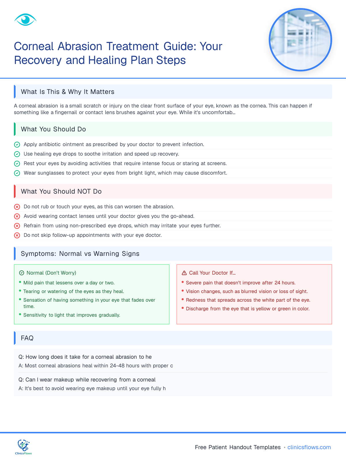 Corneal Abrasion Treatment Guide: Your Recovery and Healing Plan Steps - patient handout preview