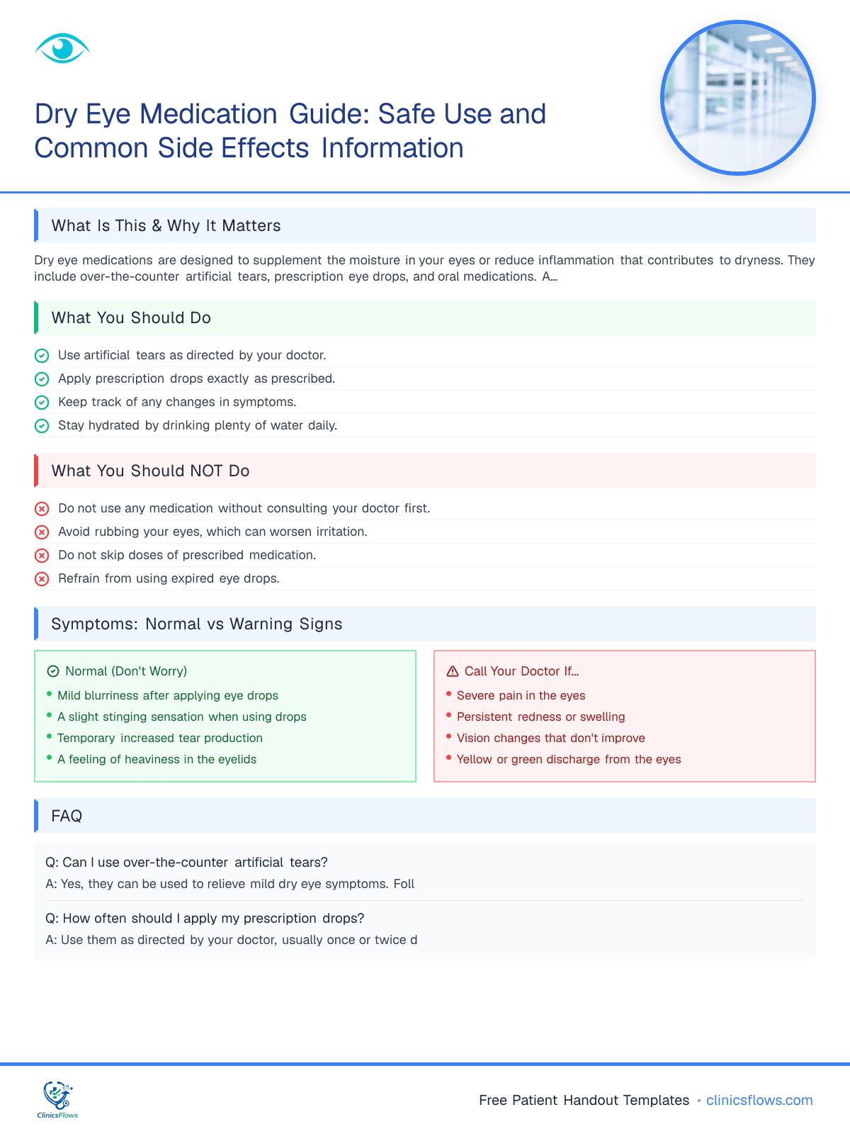 Dry Eye Medication Guide: Safe Use and Common Side Effects Information - patient handout preview