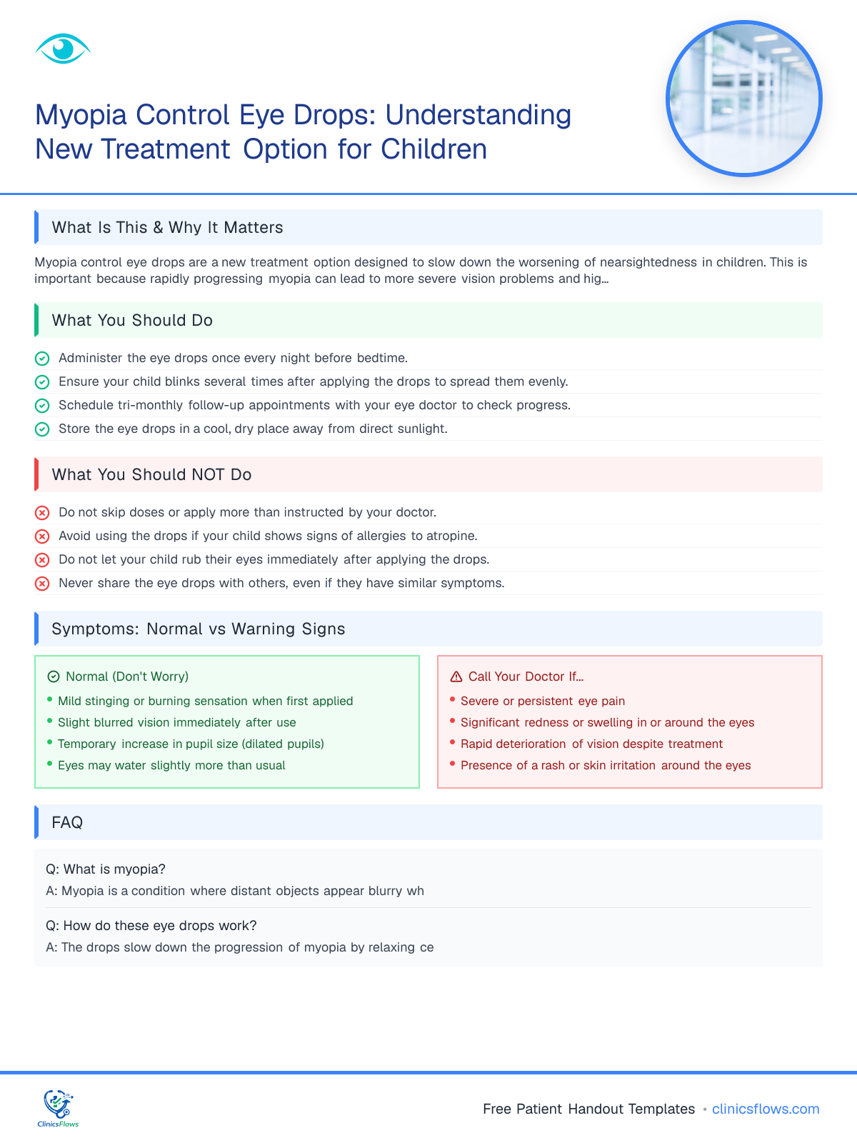 Myopia Control Eye Drops: Understanding New Treatment Option for Children - patient handout preview