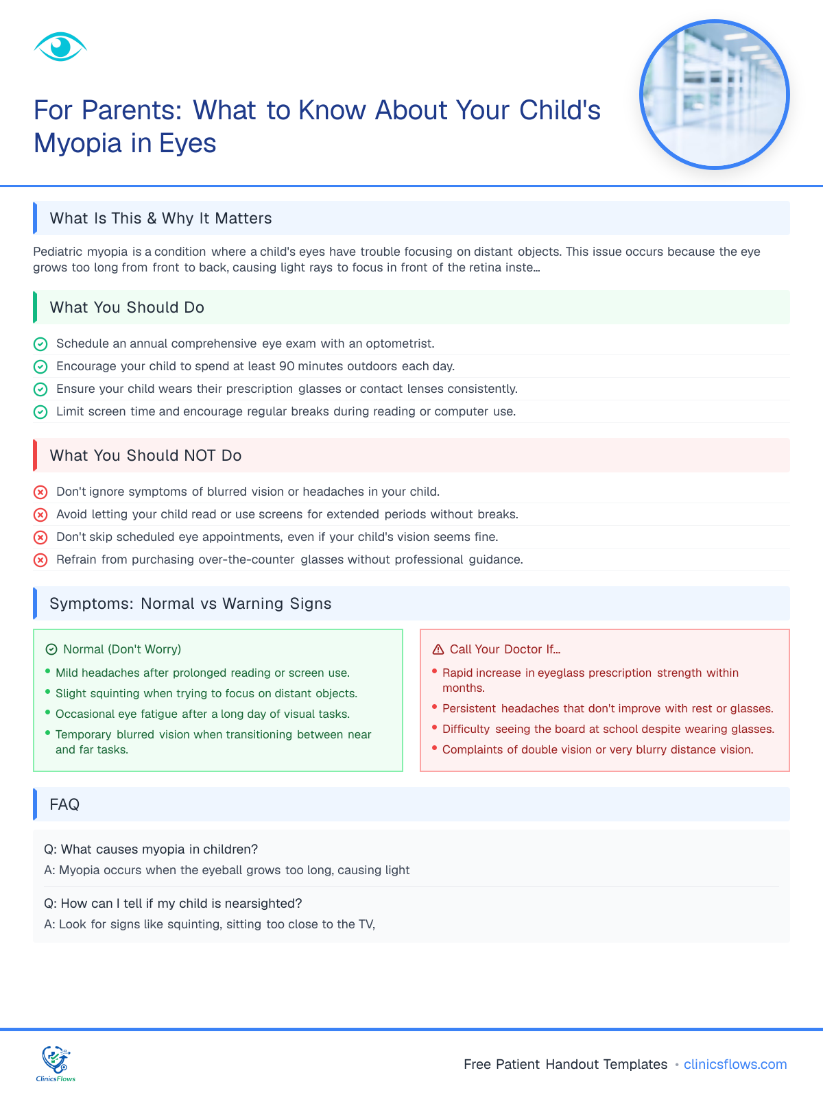 For Parents: What to Know About Your Child's Myopia in Eyes - patient handout preview