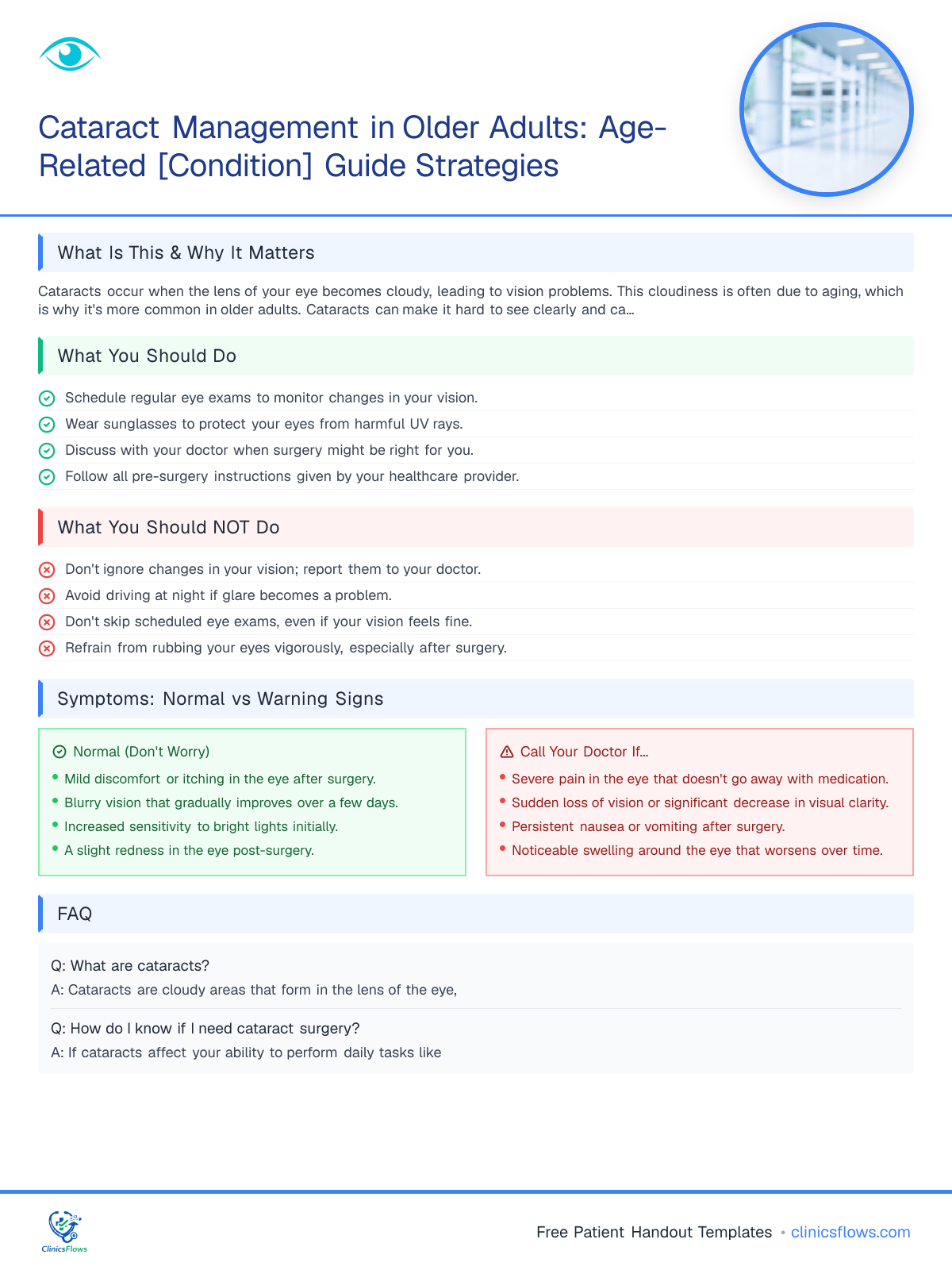Cataract Management in Older Adults: Age-Related [Condition] Guide Strategies - patient handout preview
