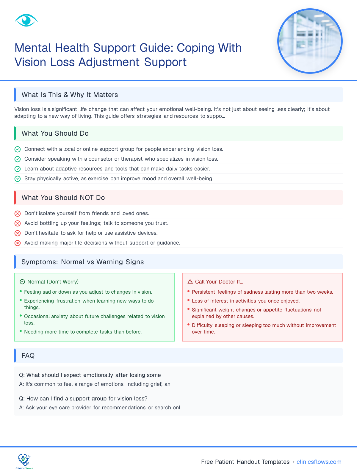 Mental Health Support Guide: Coping With Vision Loss Adjustment Support - patient handout preview