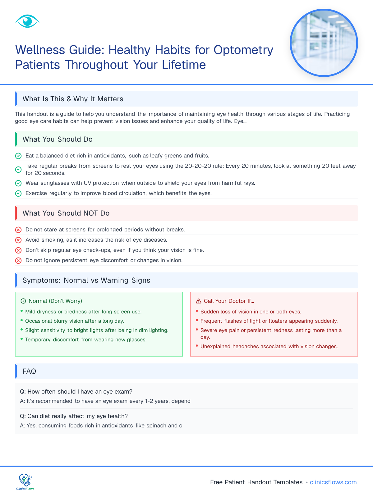 Wellness Guide: Healthy Habits for Optometry Patients Throughout Your Lifetime - patient handout preview