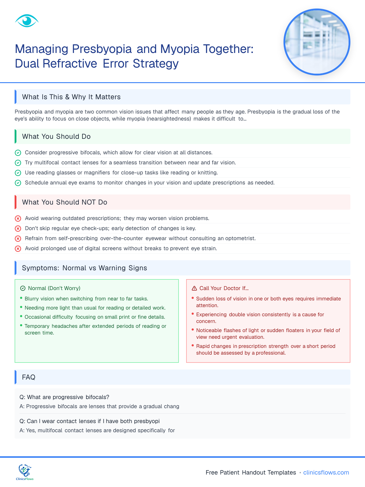 Managing Presbyopia and Myopia Together: Dual Refractive Error Strategy - patient handout preview