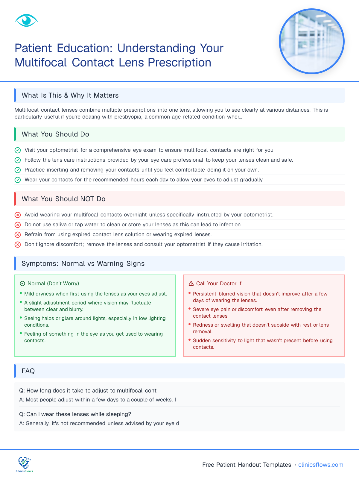 Patient Education: Understanding Your Multifocal Contact Lens Prescription - patient handout preview