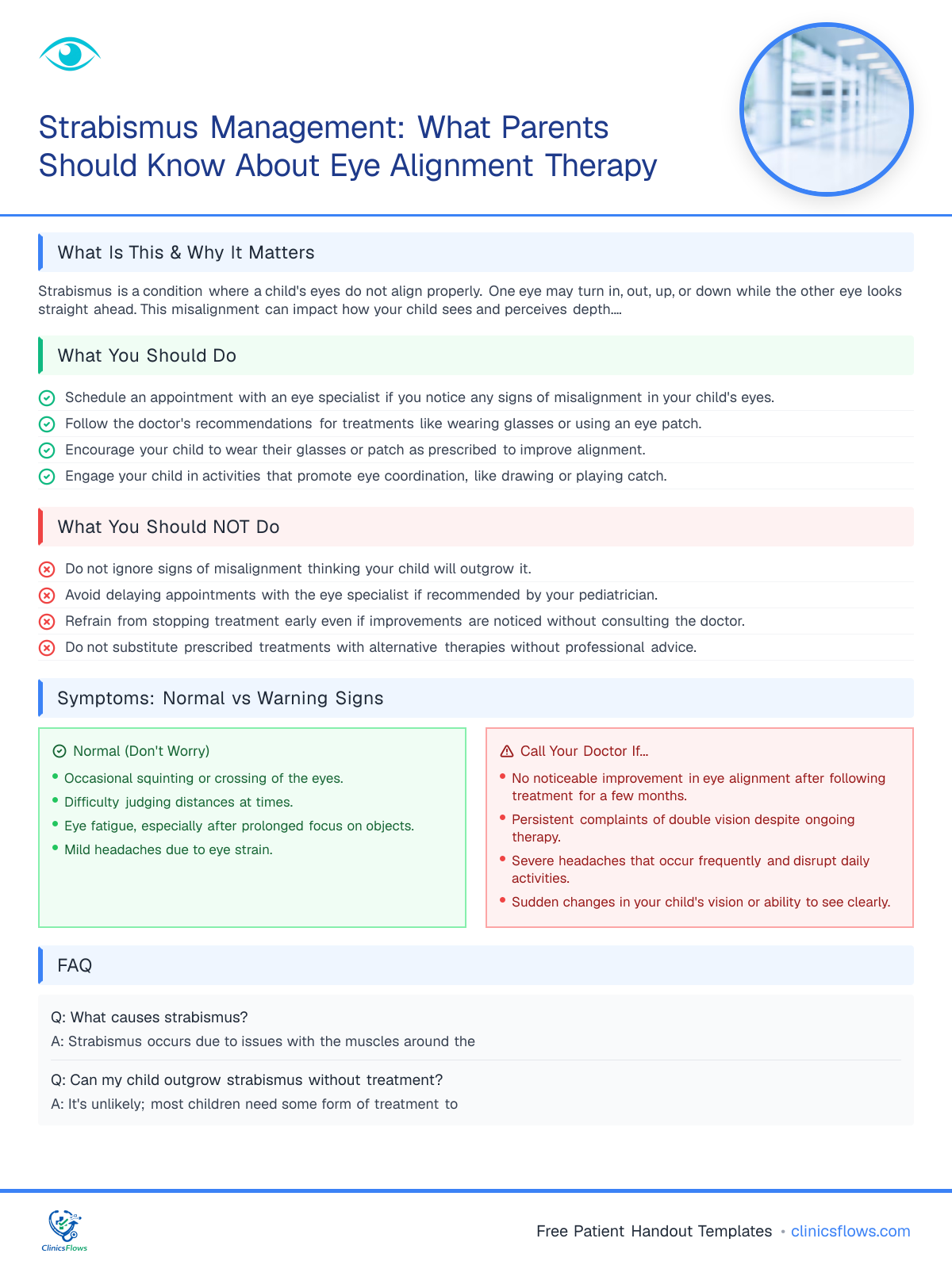 Strabismus Management: What Parents Should Know About Eye Alignment Therapy - patient handout preview