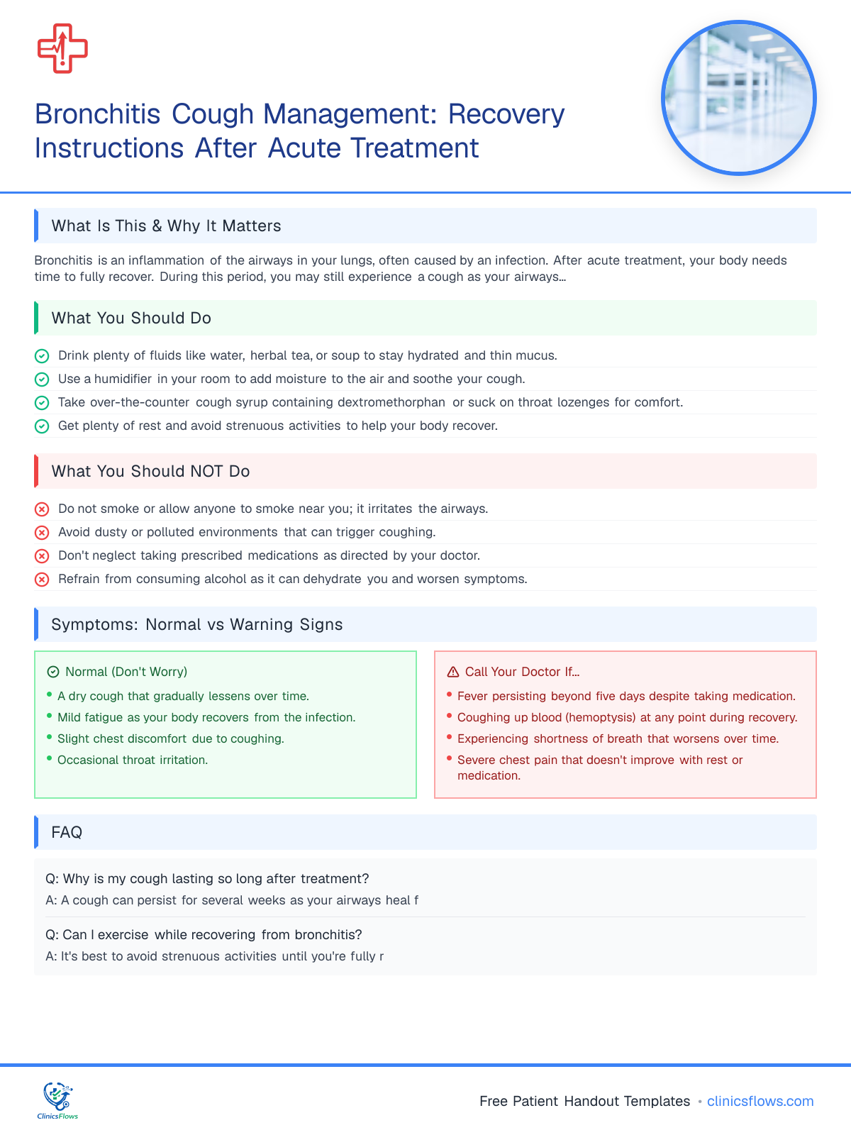 Bronchitis Cough Management: Recovery Instructions After Acute Treatment - patient handout preview