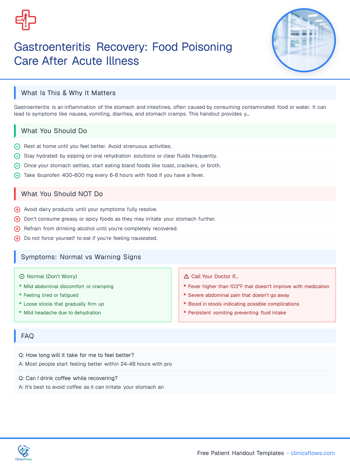 Gastroenteritis Recovery: Food Poisoning Care After Acute Illness - patient handout preview