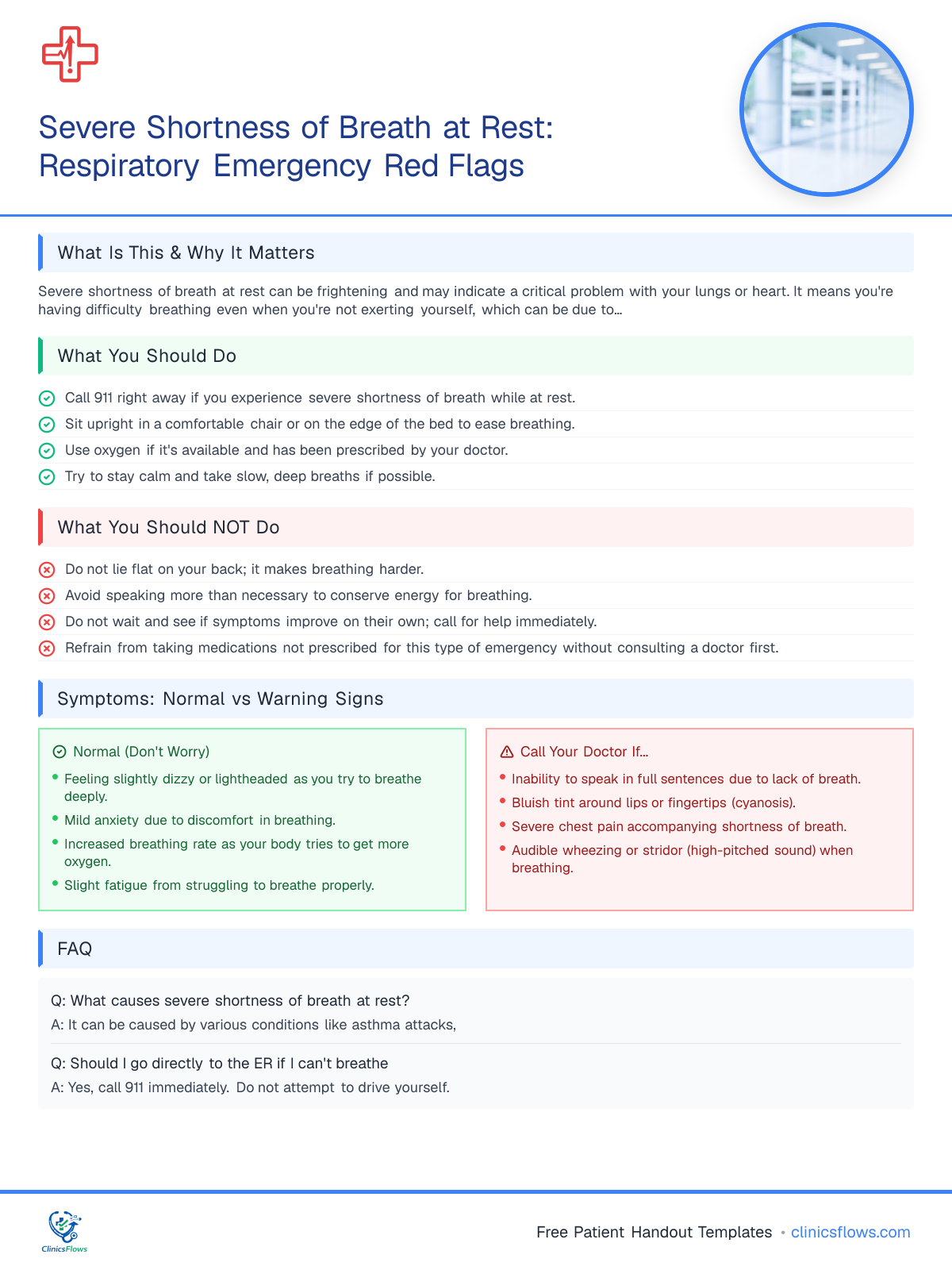Severe Shortness of Breath at Rest: Respiratory Emergency Red Flags - patient handout preview