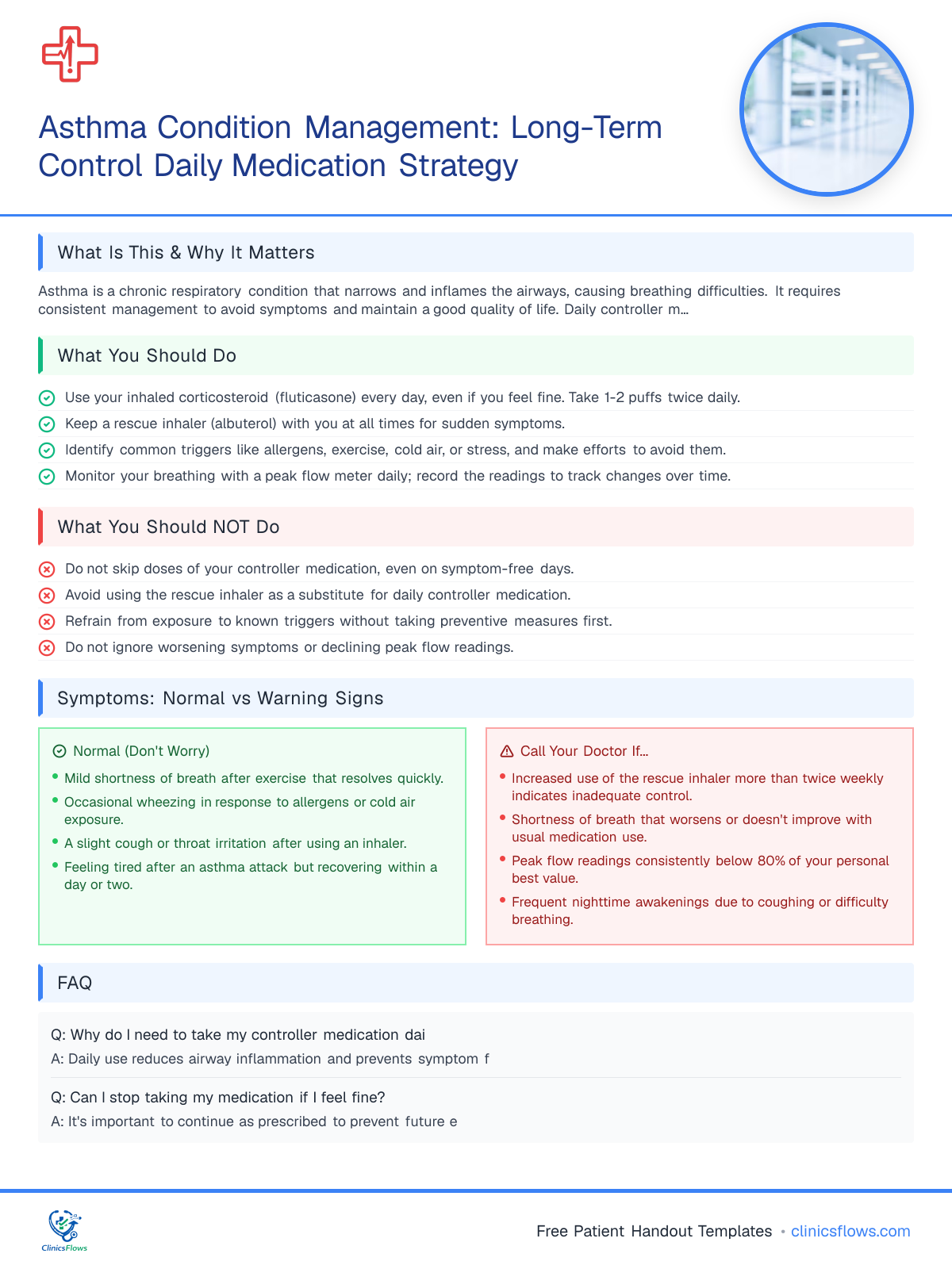 Asthma Condition Management: Long-Term Control Daily Medication Strategy - patient handout preview