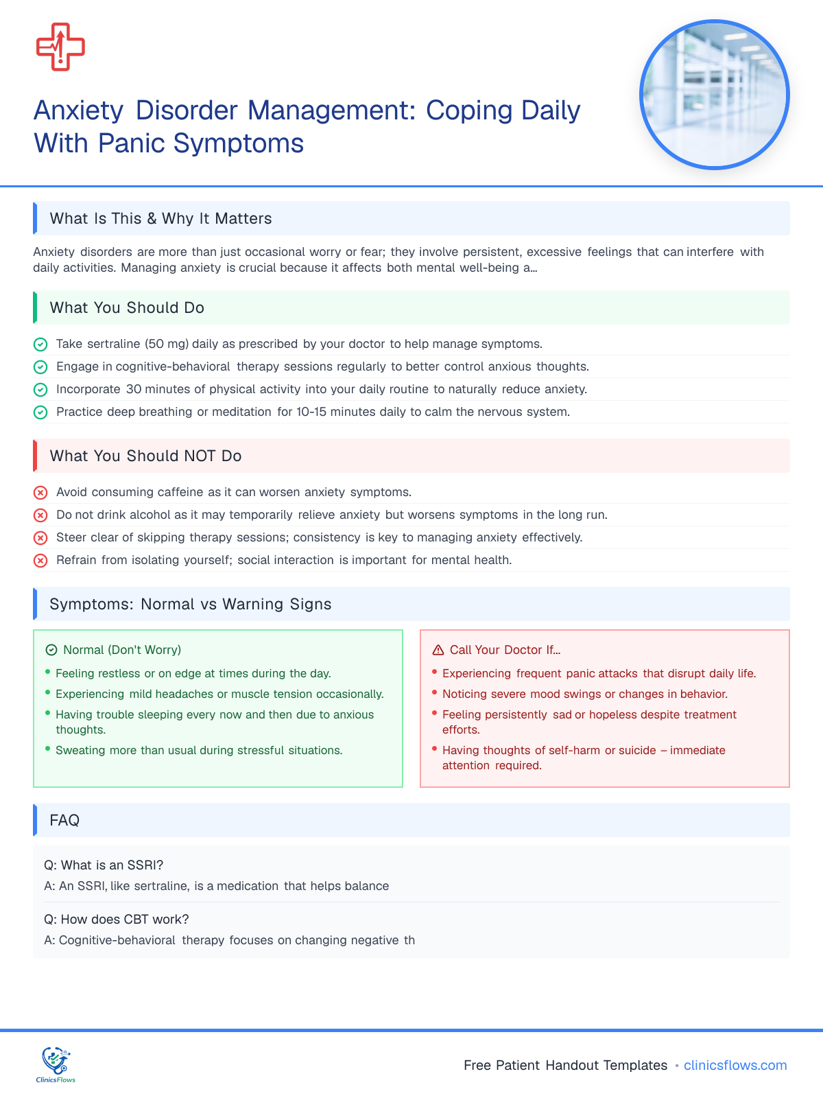 Anxiety Disorder Management: Coping Daily With Panic Symptoms - patient handout preview