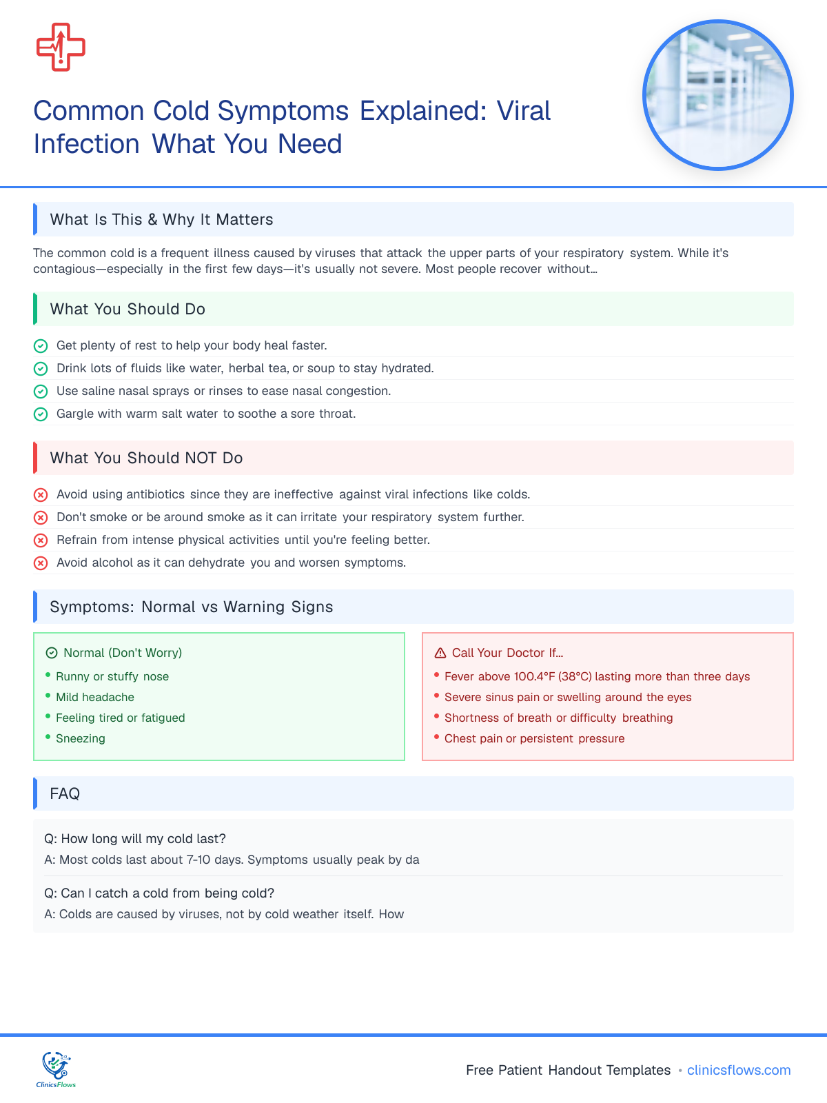 Common Cold Symptoms Explained: Viral Infection What You Need - patient handout preview