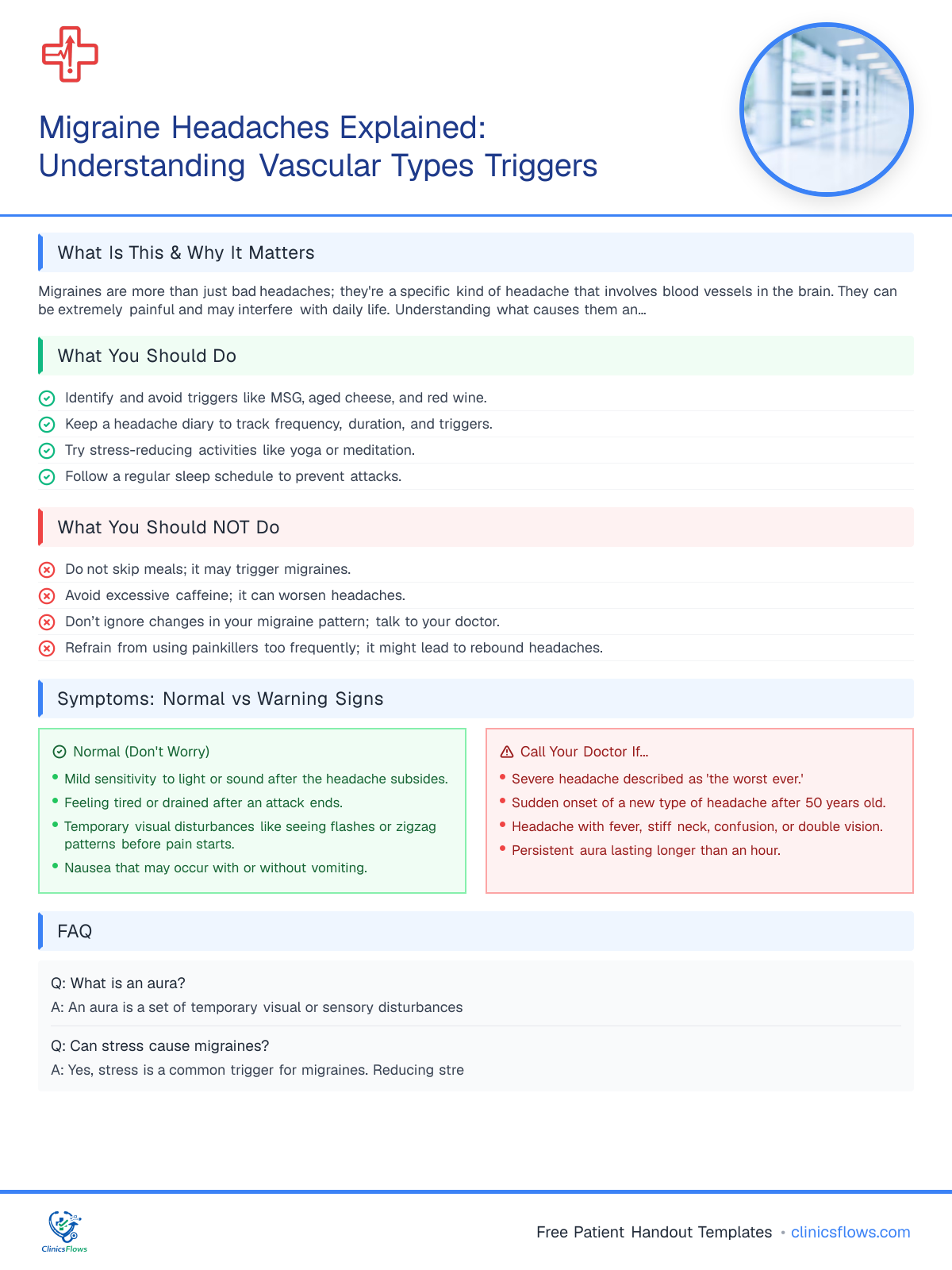 Migraine Headaches Explained: Understanding Vascular Types Triggers - patient handout preview