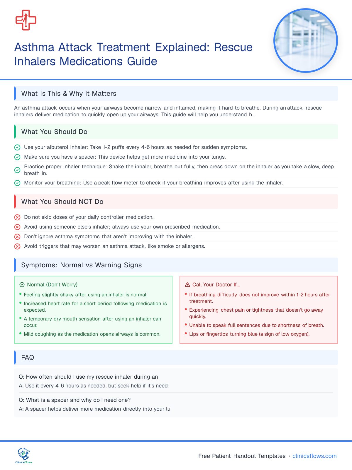 Asthma Attack Treatment Explained: Rescue Inhalers Medications Guide - patient handout preview