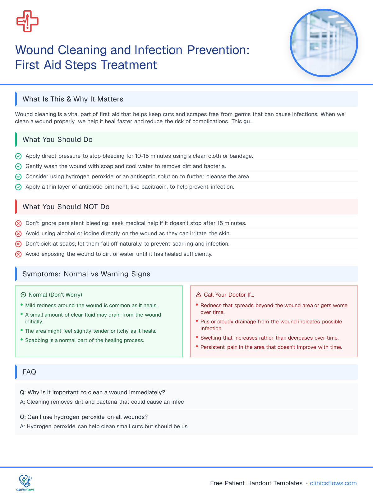 Wound Cleaning and Infection Prevention: First Aid Steps Treatment - patient handout preview