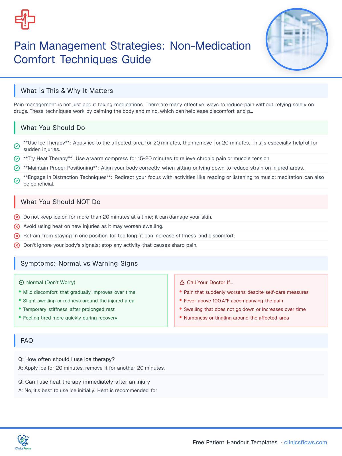 Pain Management Strategies: Non-Medication Comfort Techniques Guide - patient handout preview