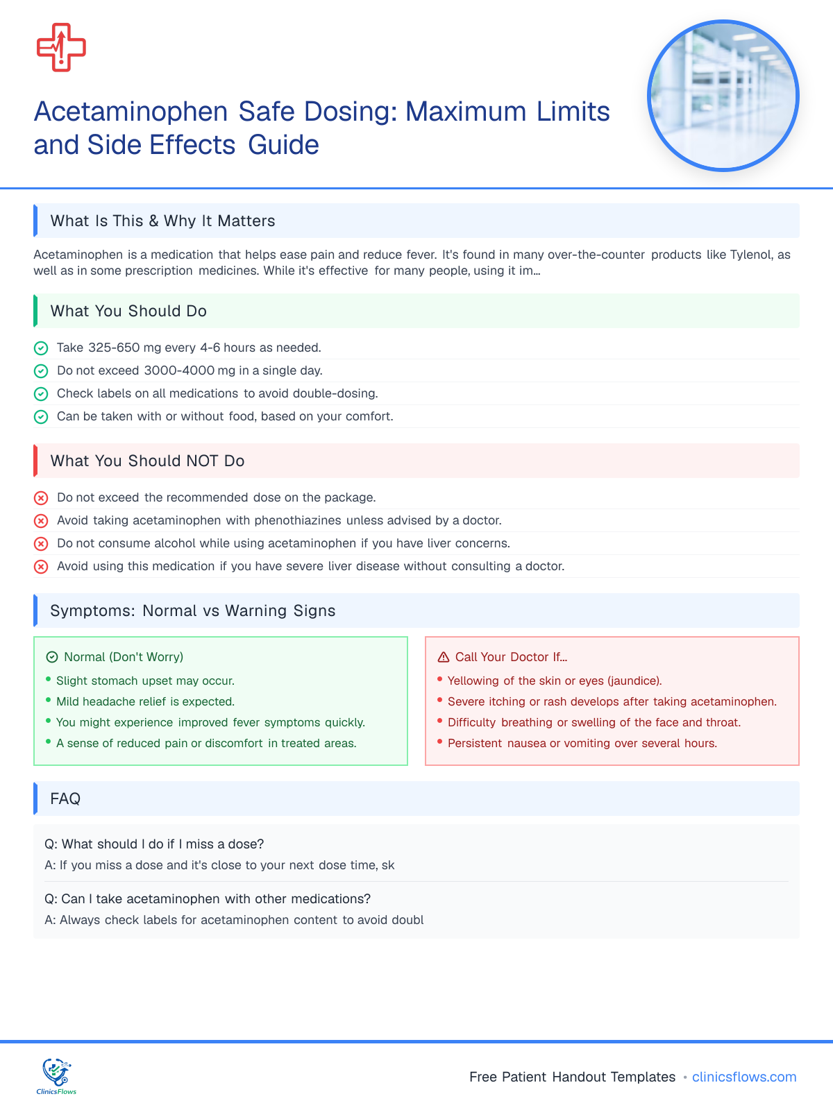 Acetaminophen Safe Dosing: Maximum Limits and Side Effects Guide - patient handout preview