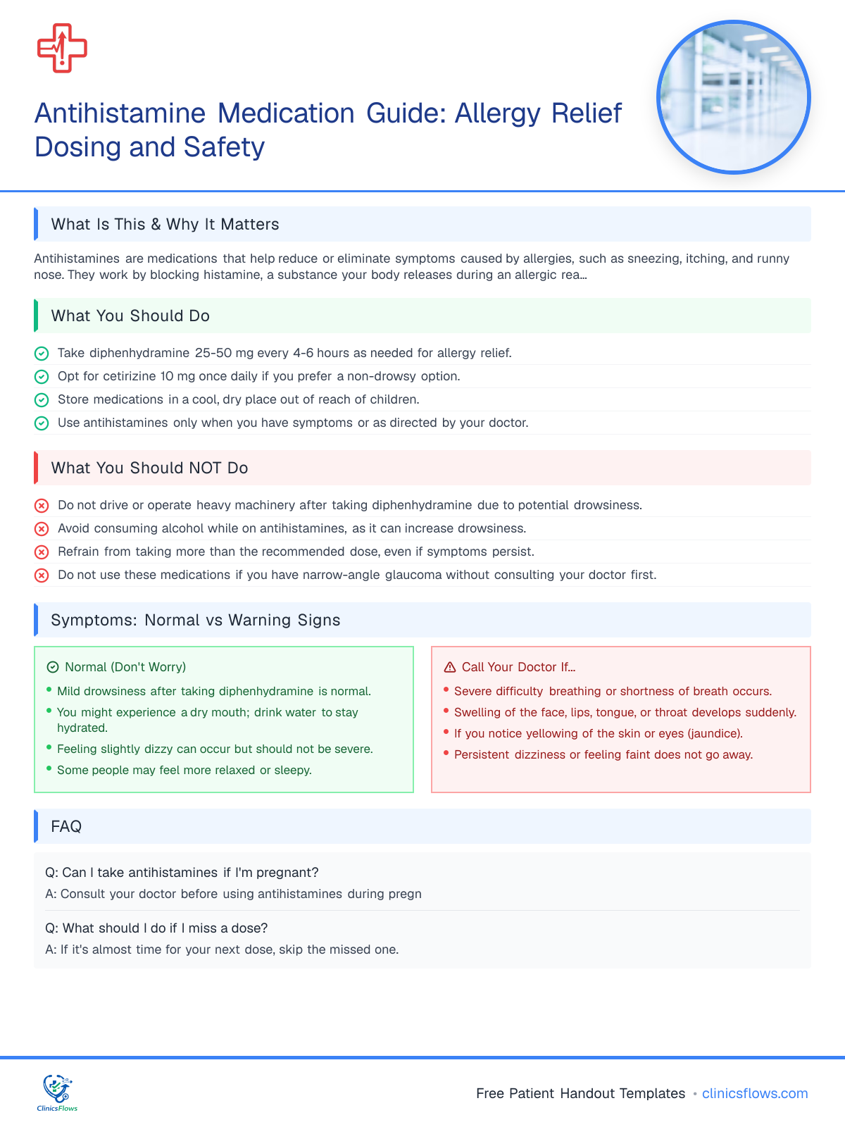 Antihistamine Medication Guide: Allergy Relief Dosing and Safety - patient handout preview