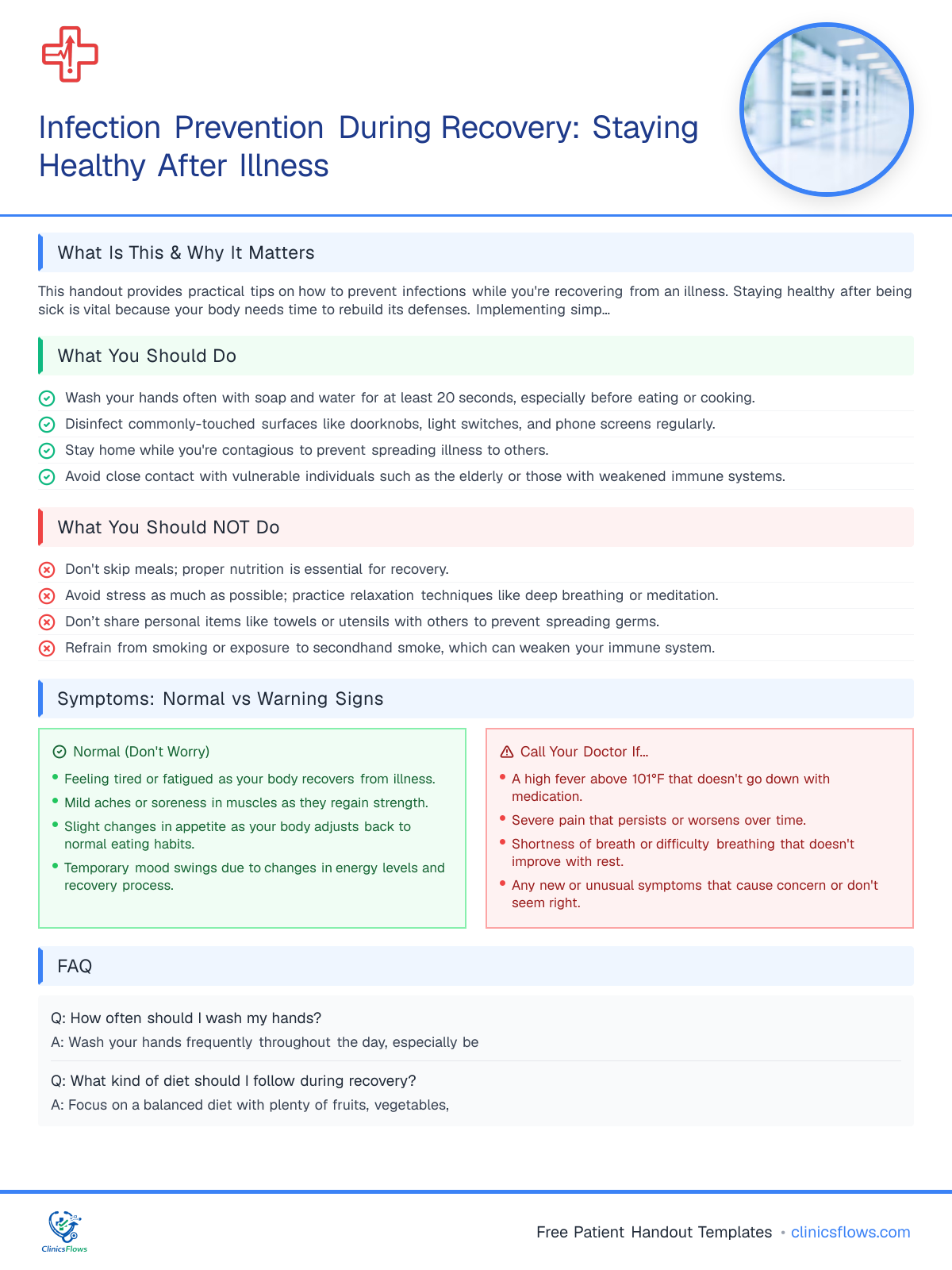 Infection Prevention During Recovery: Staying Healthy After Illness - patient handout preview