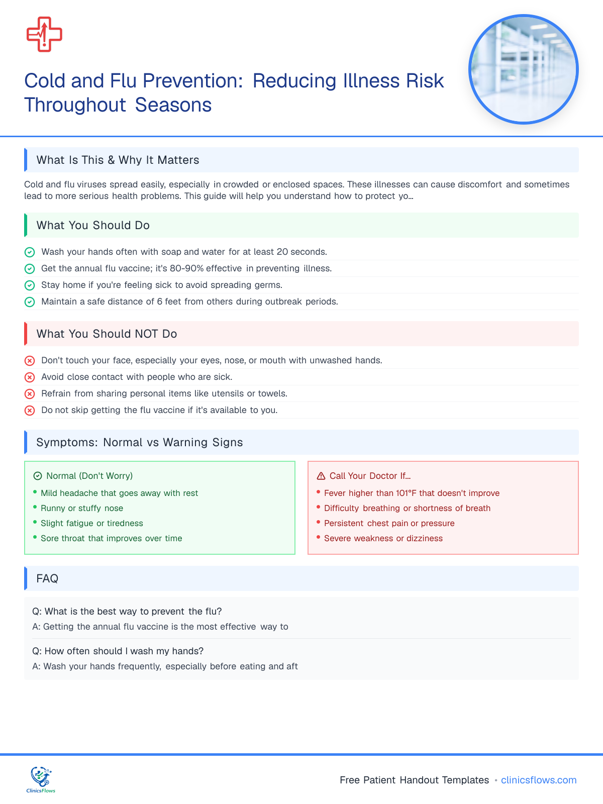 Cold and Flu Prevention: Reducing Illness Risk Throughout Seasons - patient handout preview