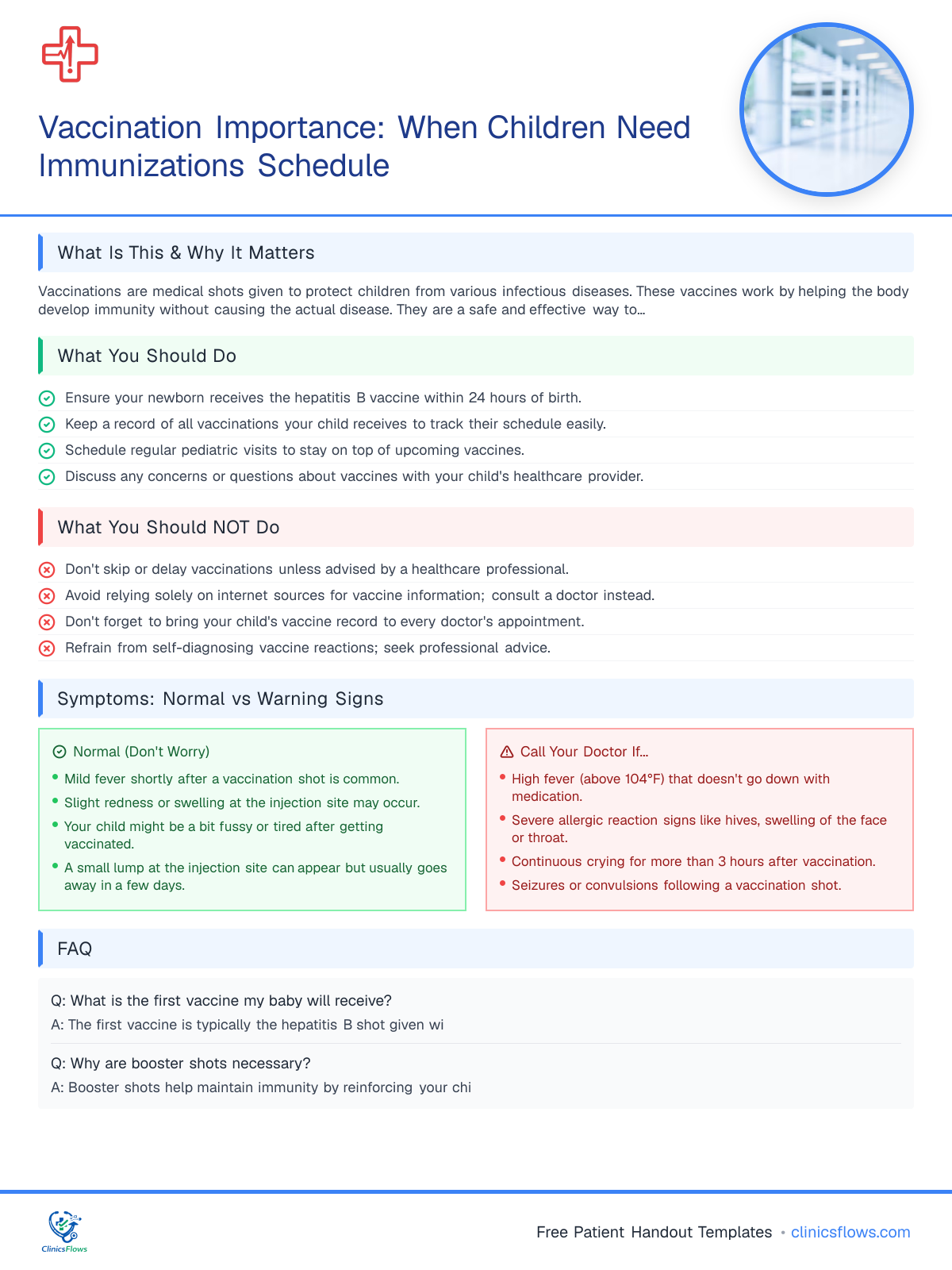 Vaccination Importance: When Children Need Immunizations Schedule - patient handout preview