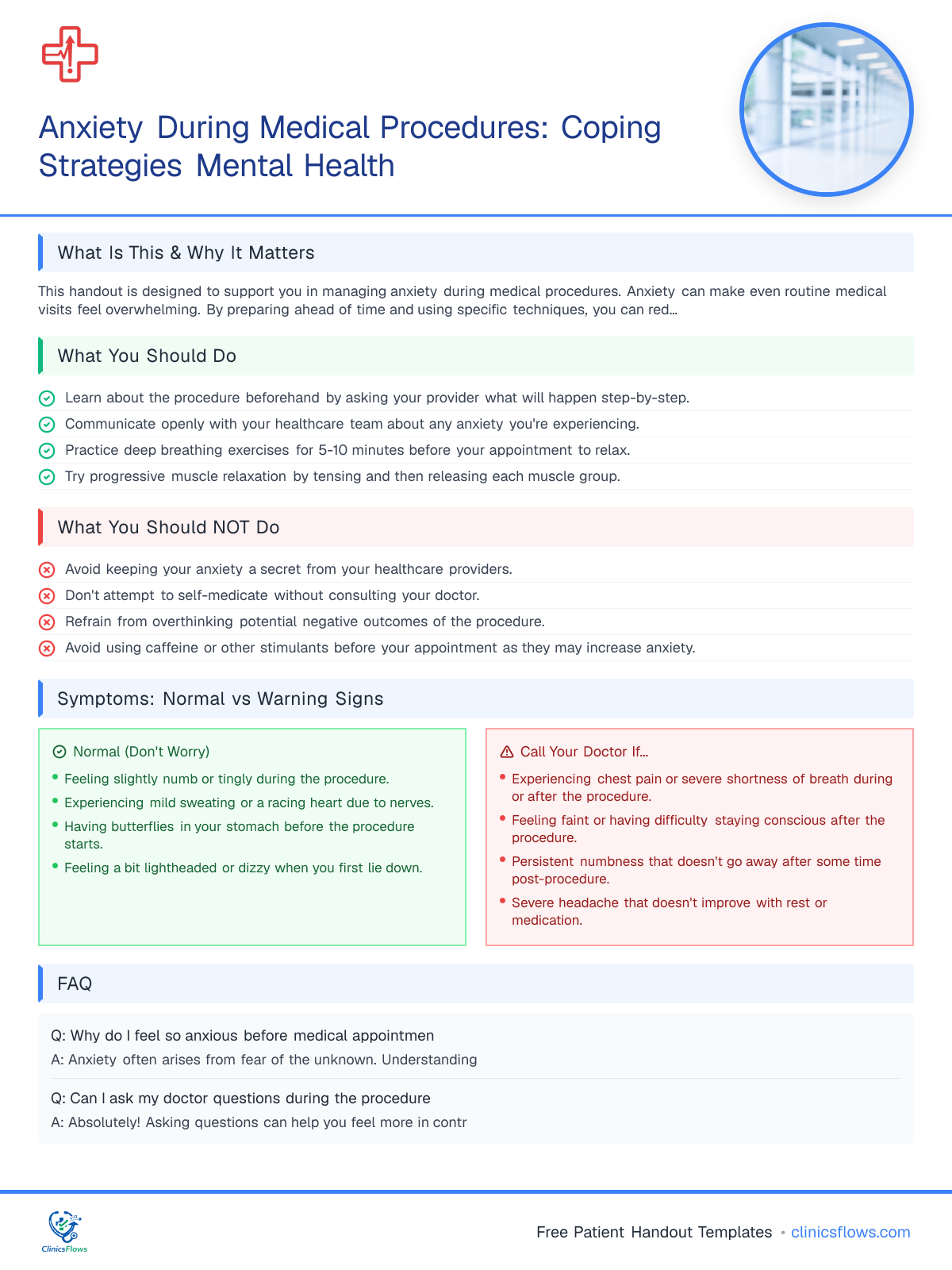 Anxiety During Medical Procedures: Coping Strategies Mental Health - patient handout preview