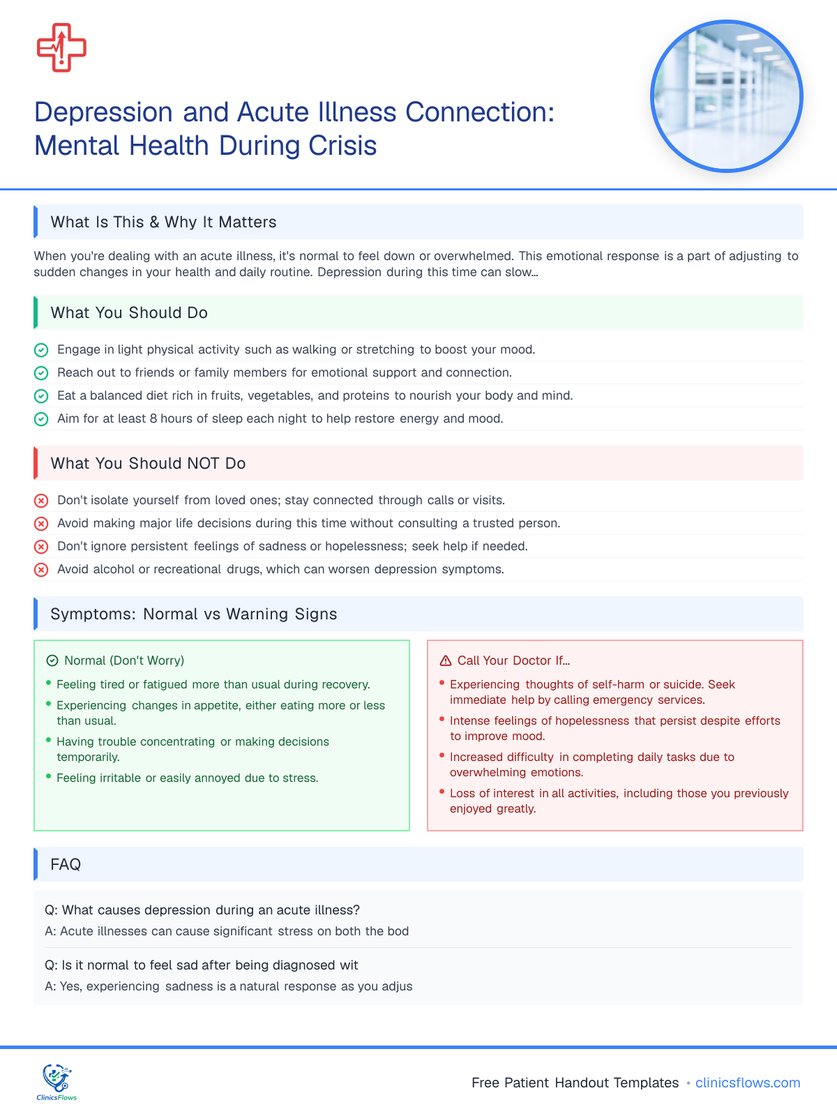 Depression and Acute Illness Connection: Mental Health During Crisis - patient handout preview