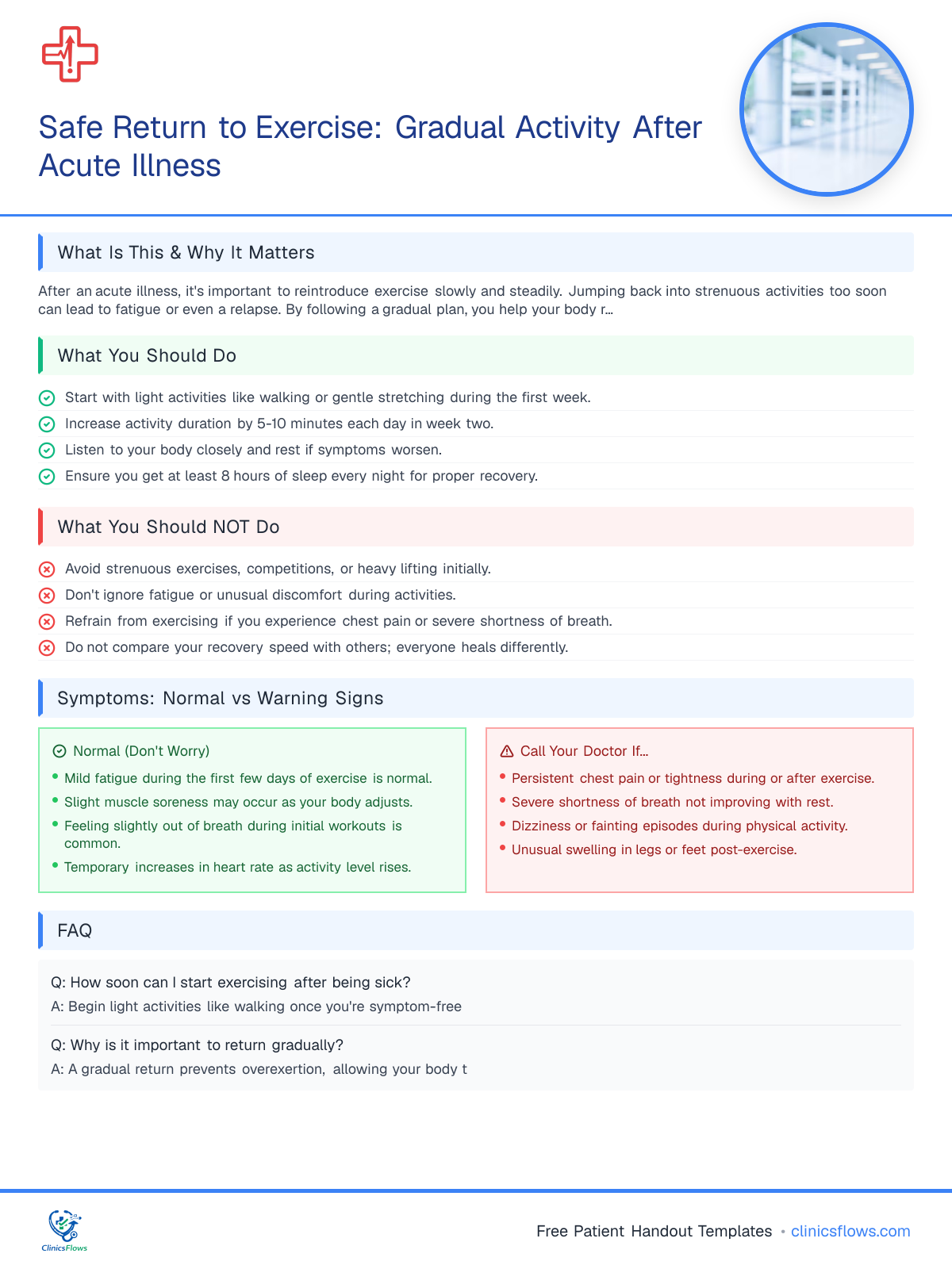 Safe Return to Exercise: Gradual Activity After Acute Illness - patient handout preview
