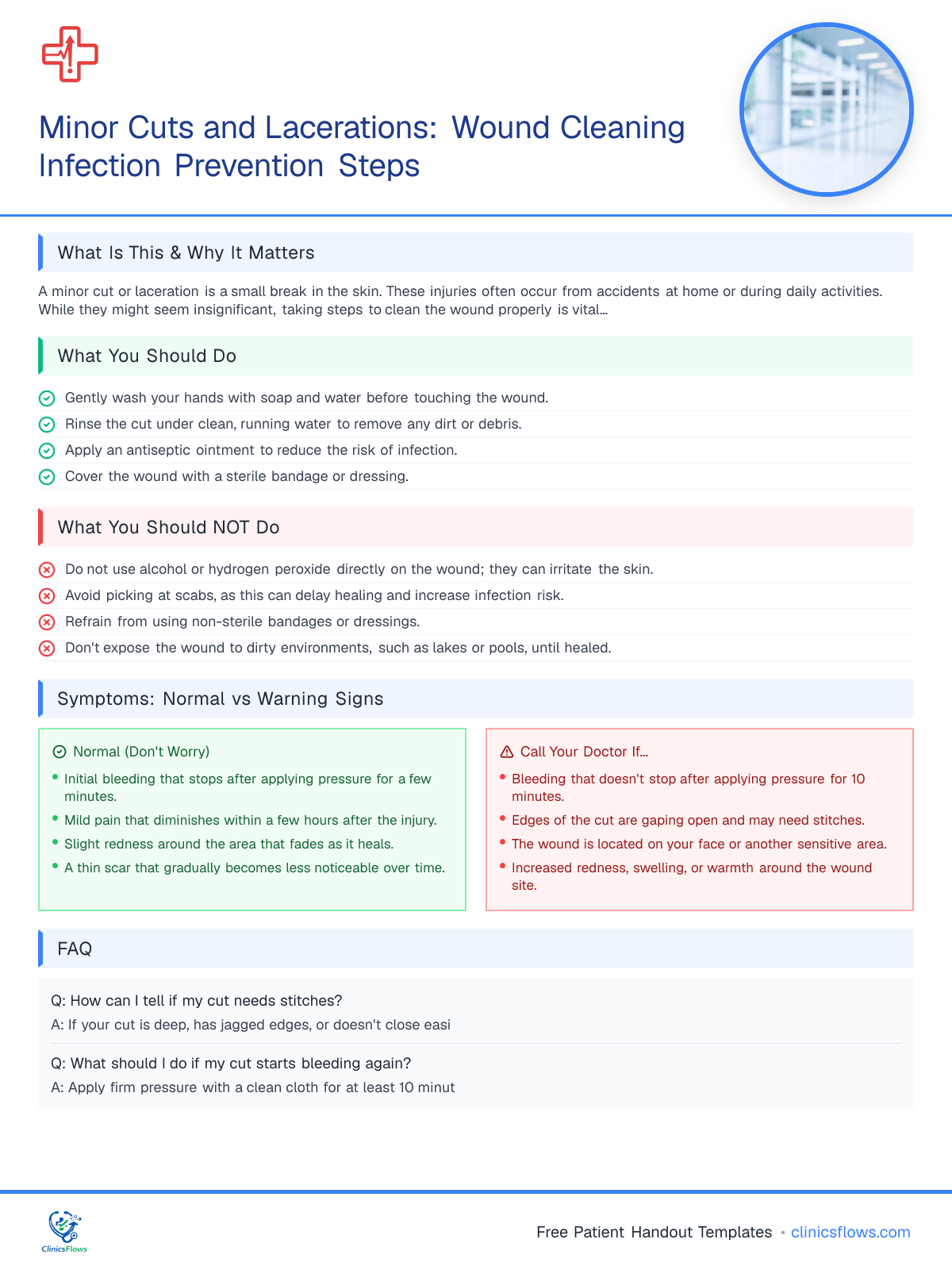 Minor Cuts and Lacerations: Wound Cleaning Infection Prevention Steps - patient handout preview