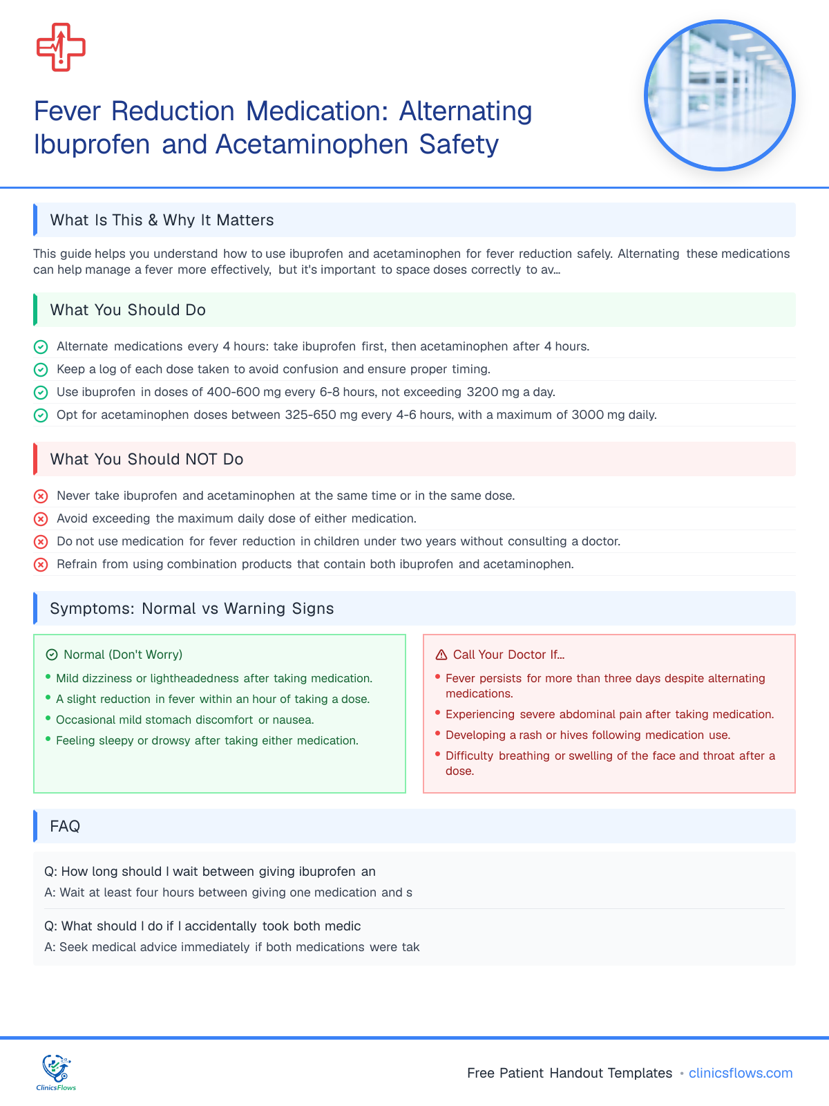 Fever Reduction Medication: Alternating Ibuprofen and Acetaminophen Safety - patient handout preview