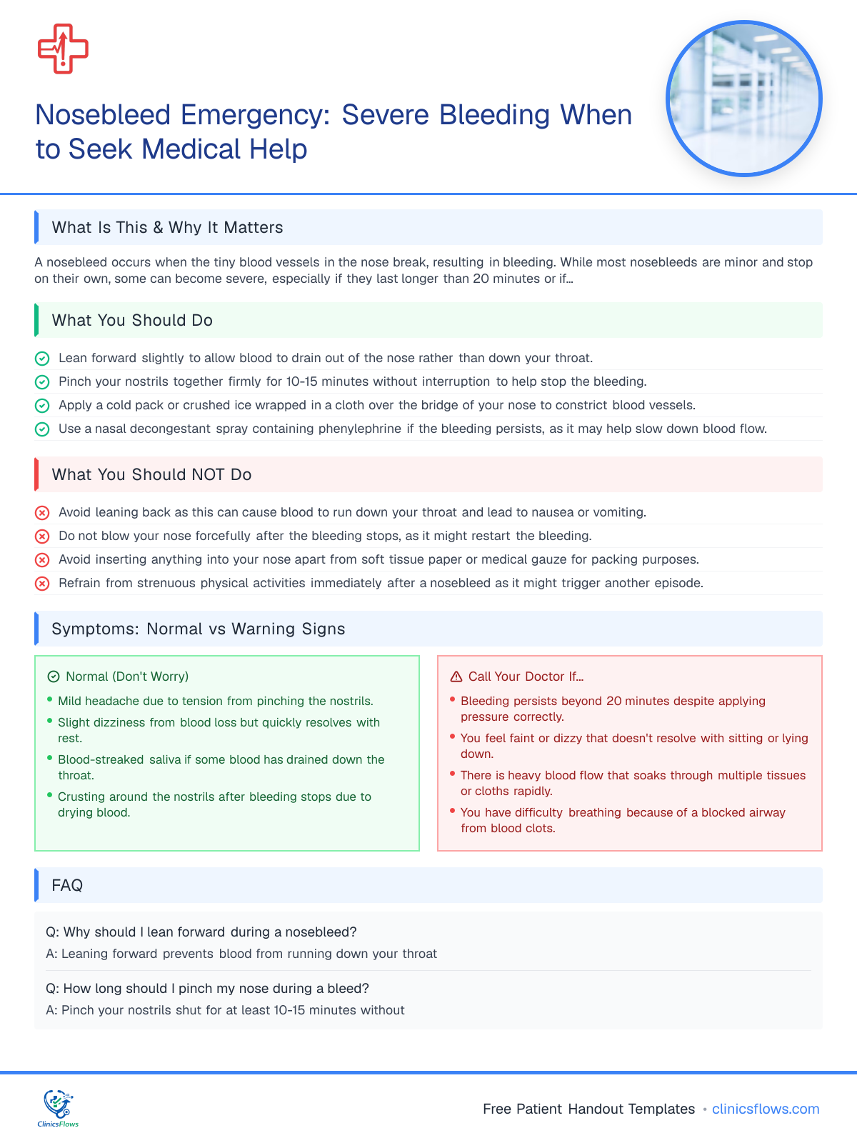 Nosebleed Emergency: Severe Bleeding When to Seek Medical Help - patient handout preview