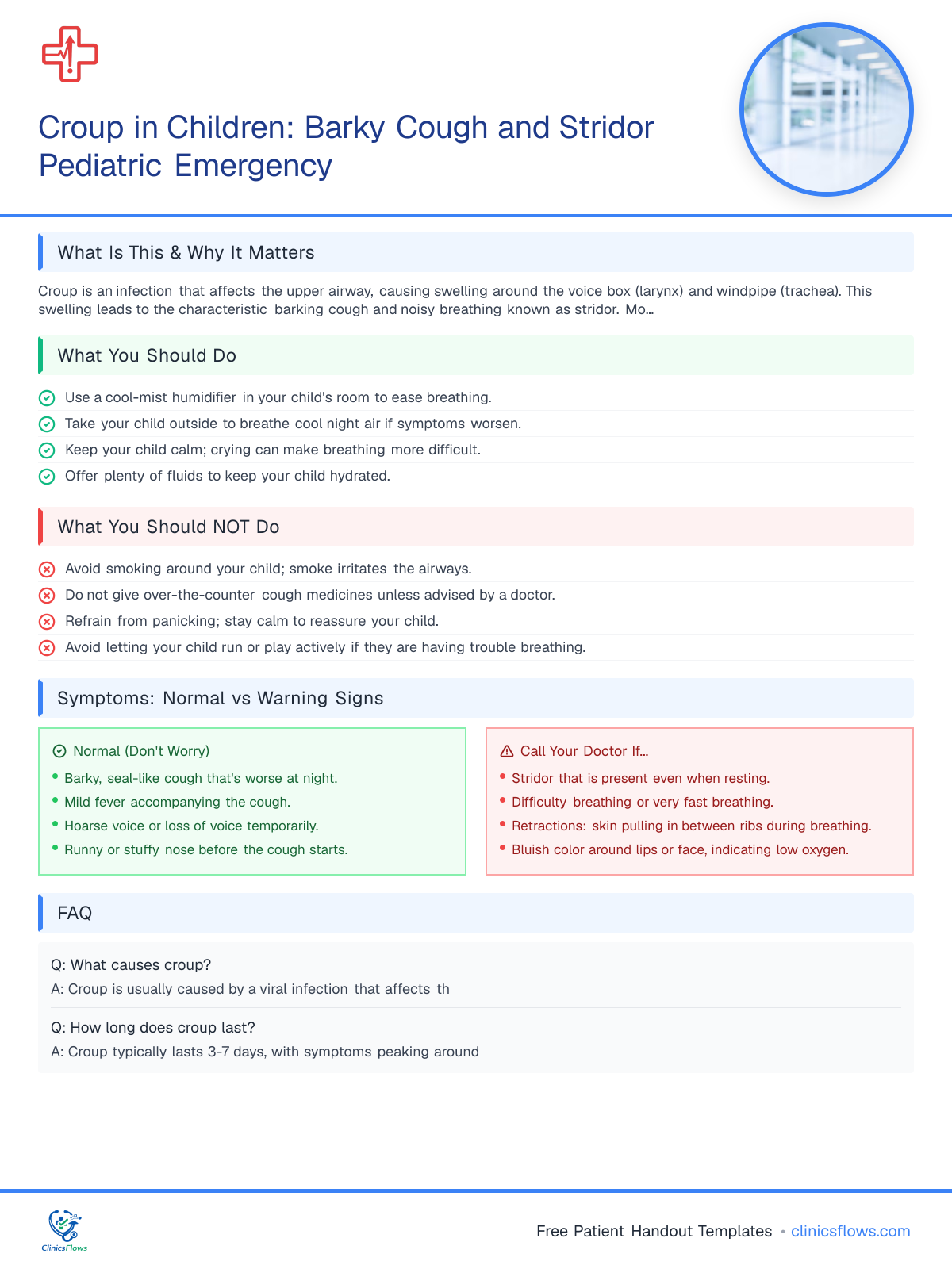 Croup in Children: Barky Cough and Stridor Pediatric Emergency - patient handout preview