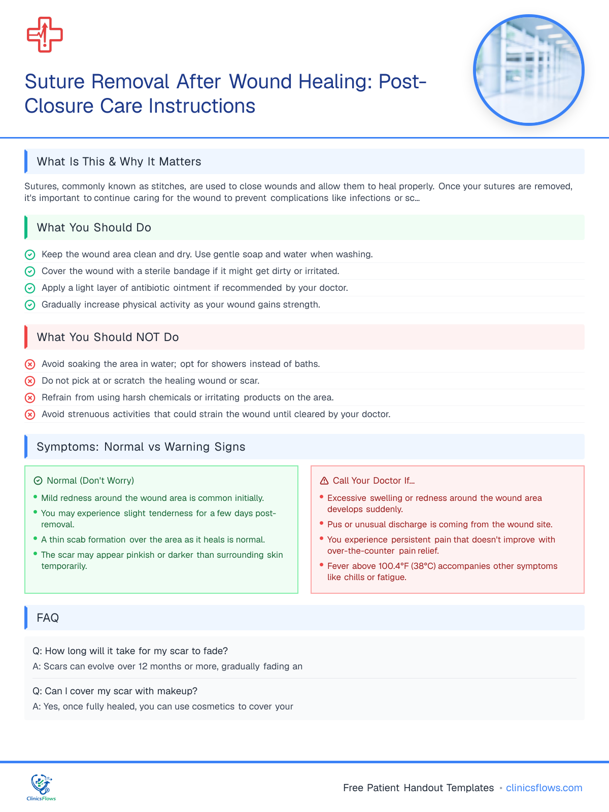 Suture Removal After Wound Healing: Post-Closure Care Instructions - patient handout preview