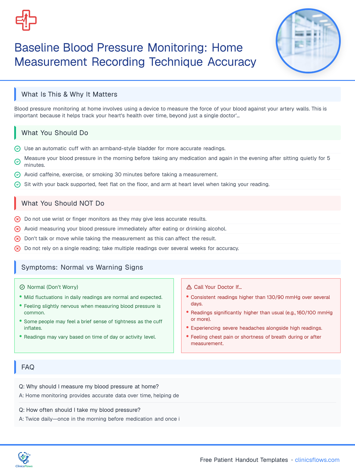 Baseline Blood Pressure Monitoring: Home Measurement Recording Technique Accuracy - patient handout preview