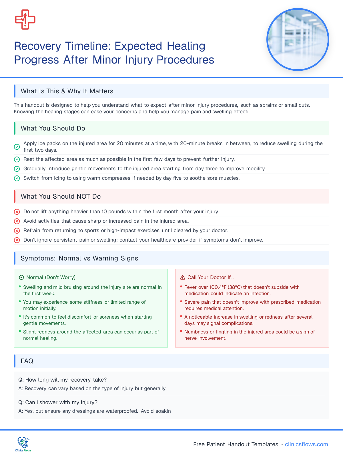 Recovery Timeline: Expected Healing Progress After Minor Injury Procedures - patient handout preview