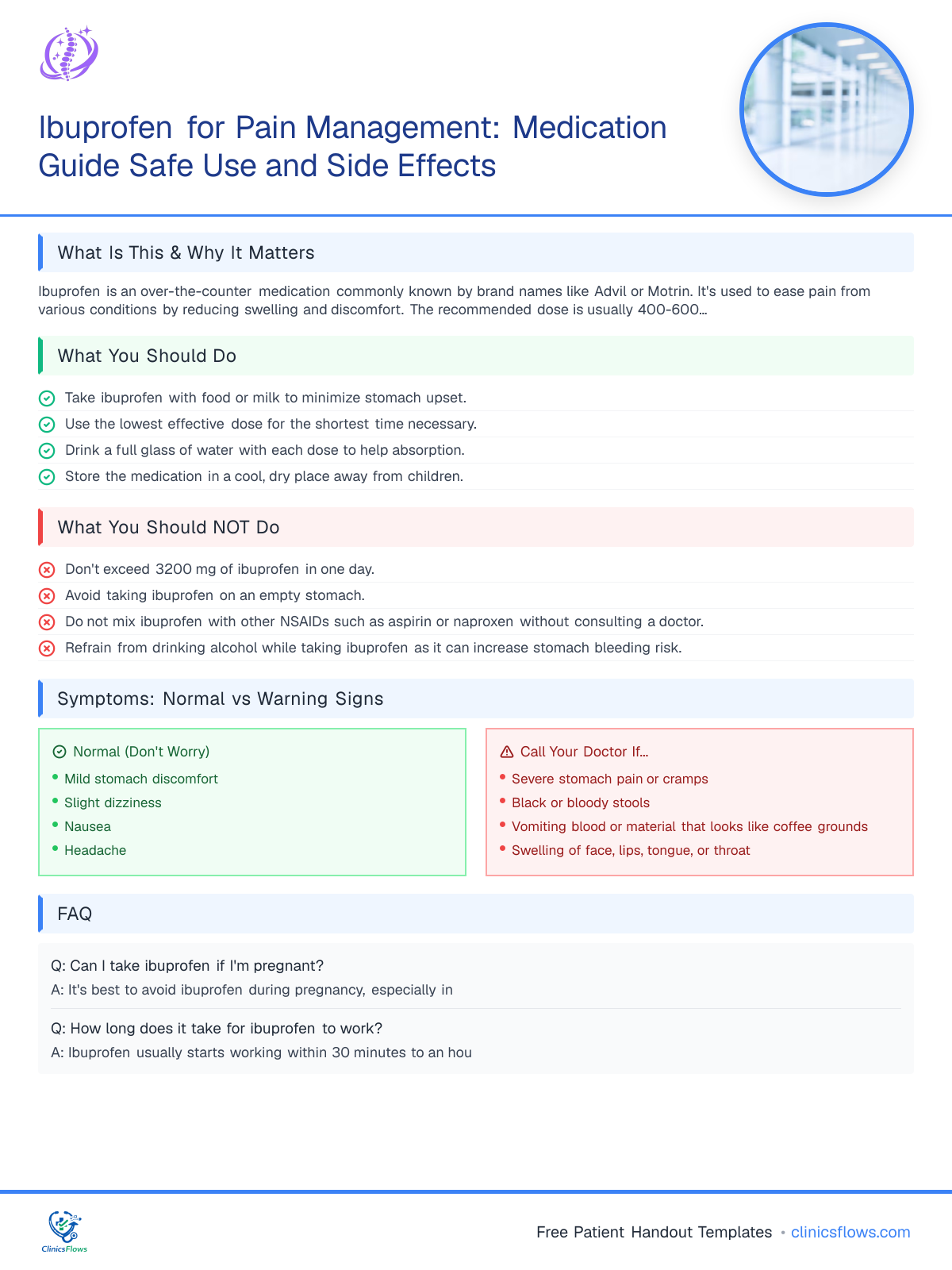 Ibuprofen for Pain Management: Medication Guide Safe Use and Side Effects - patient handout preview