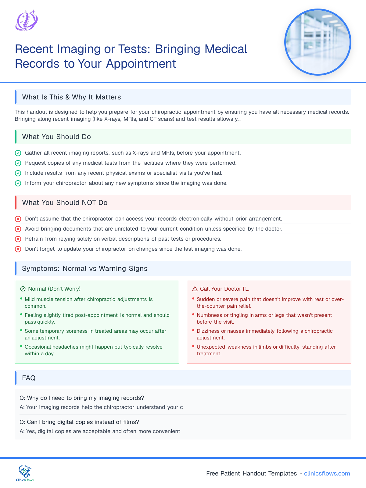 Recent Imaging or Tests: Bringing Medical Records to Your Appointment - patient handout preview
