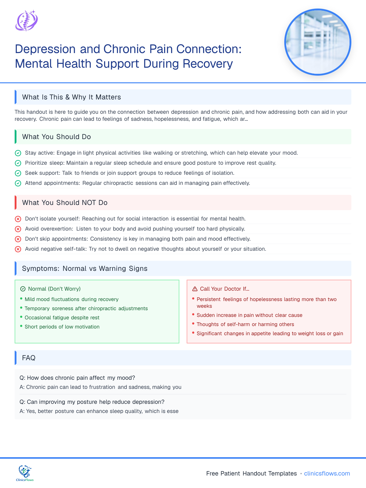 Depression and Chronic Pain Connection: Mental Health Support During Recovery - patient handout preview