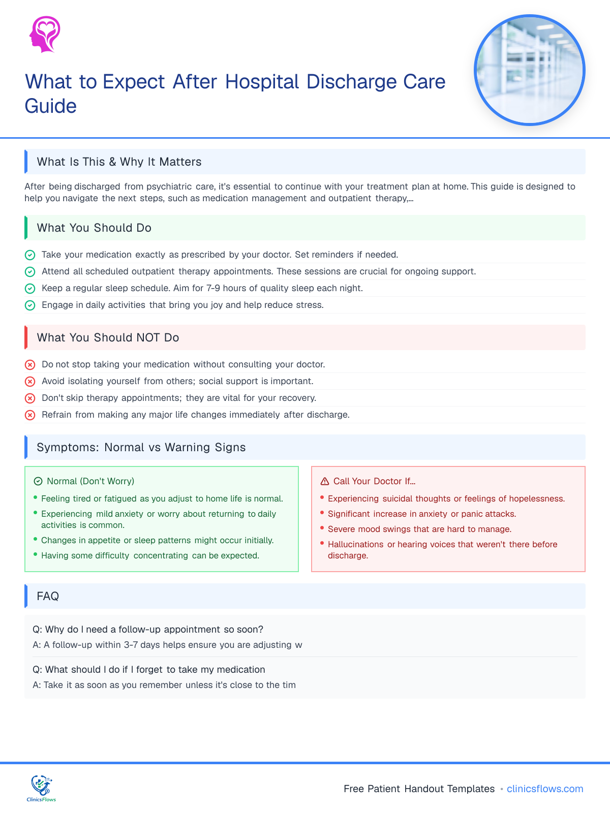 What to Expect After Hospital Discharge Care Guide - patient handout preview