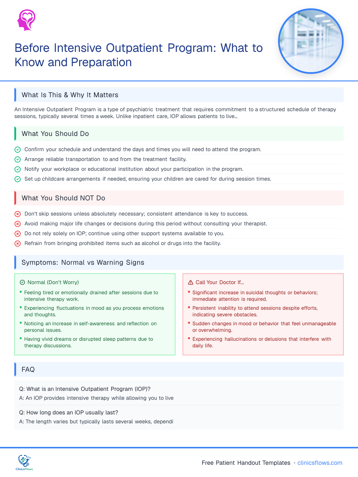Before Intensive Outpatient Program: What to Know and Preparation - patient handout preview
