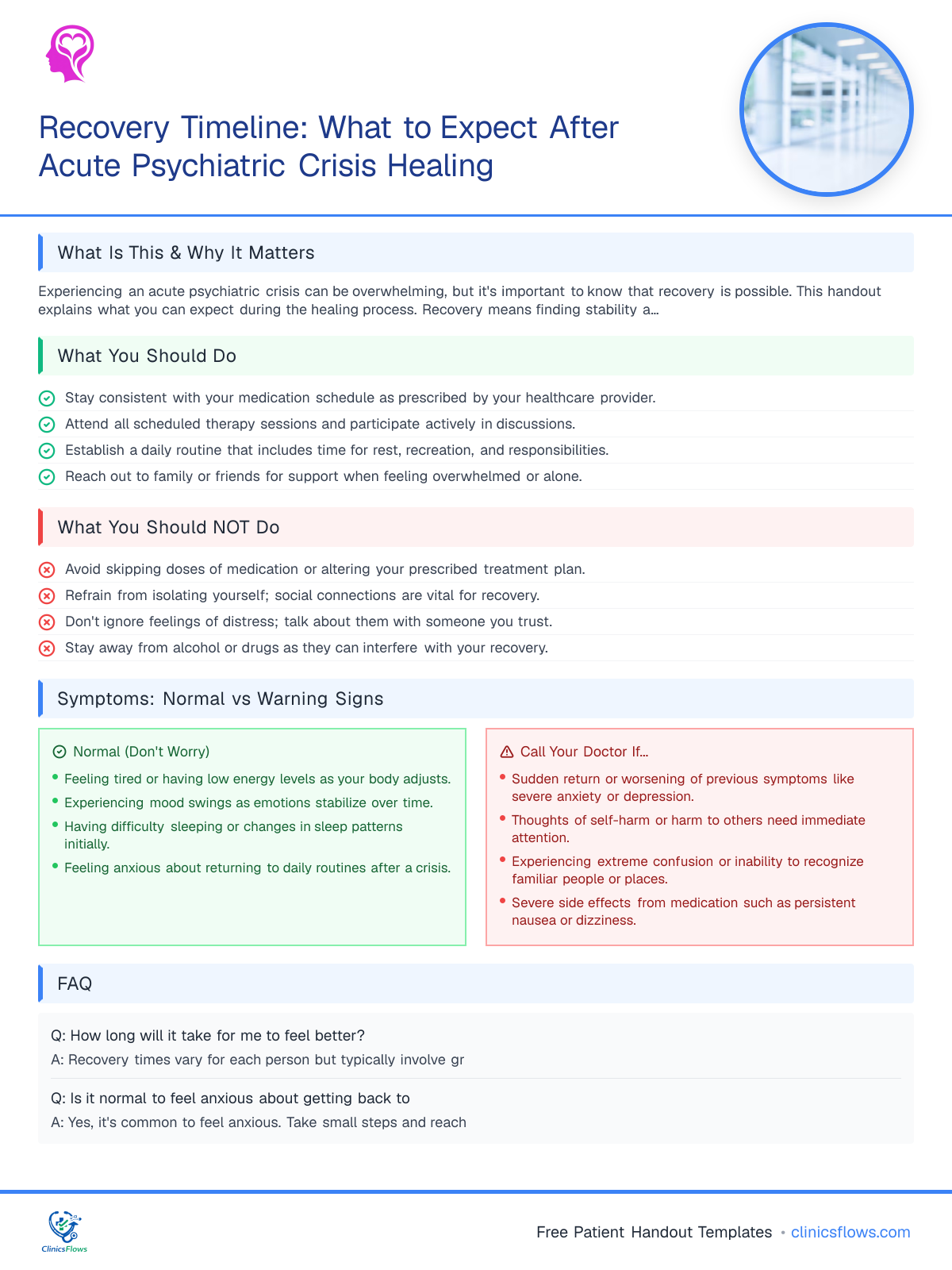 Recovery Timeline: What to Expect After Acute Psychiatric Crisis Healing - patient handout preview