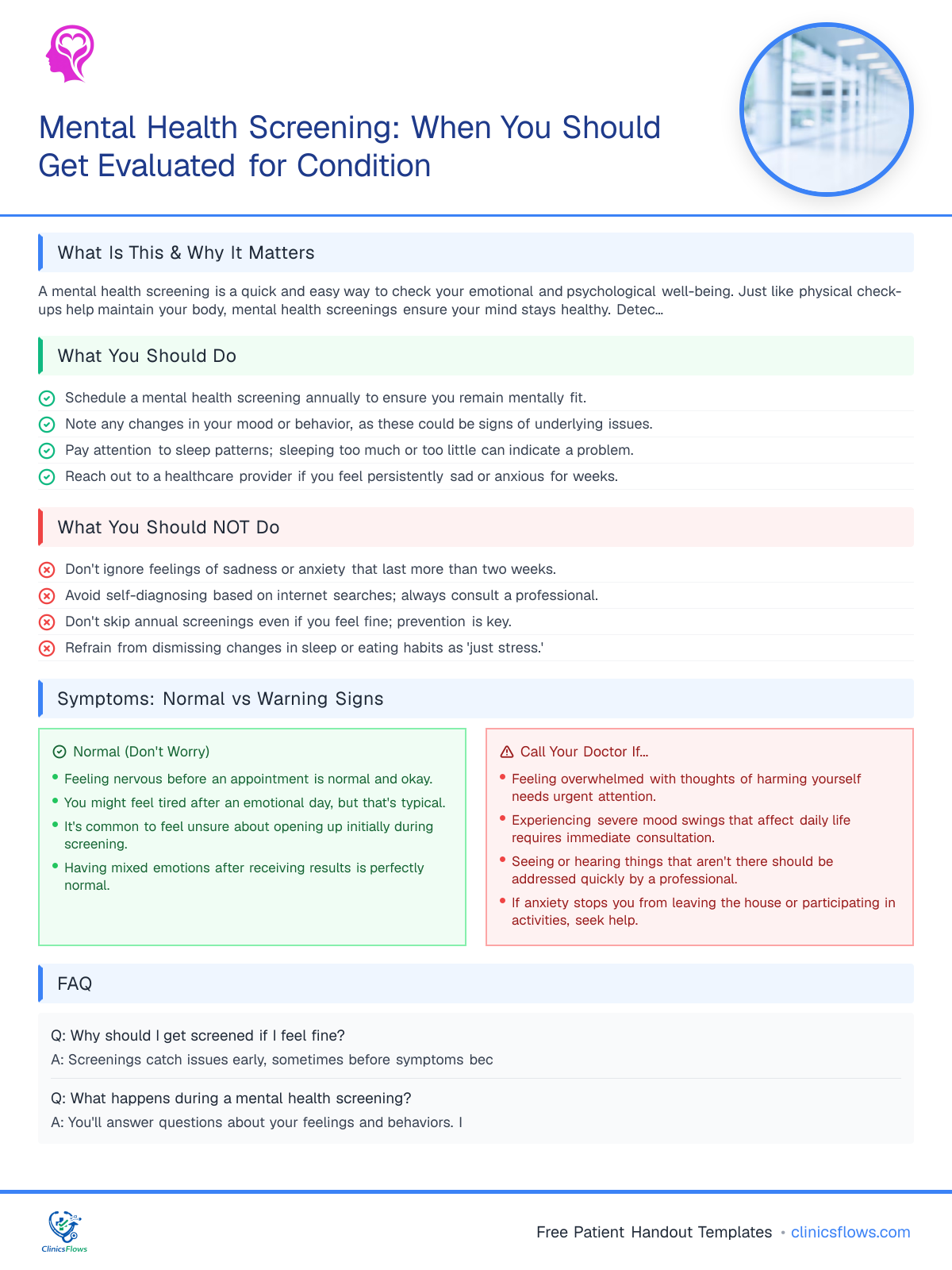 Mental Health Screening: When You Should Get Evaluated for Condition - patient handout preview