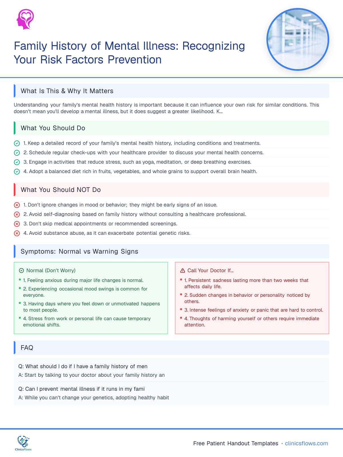 Family History of Mental Illness: Recognizing Your Risk Factors Prevention - patient handout preview