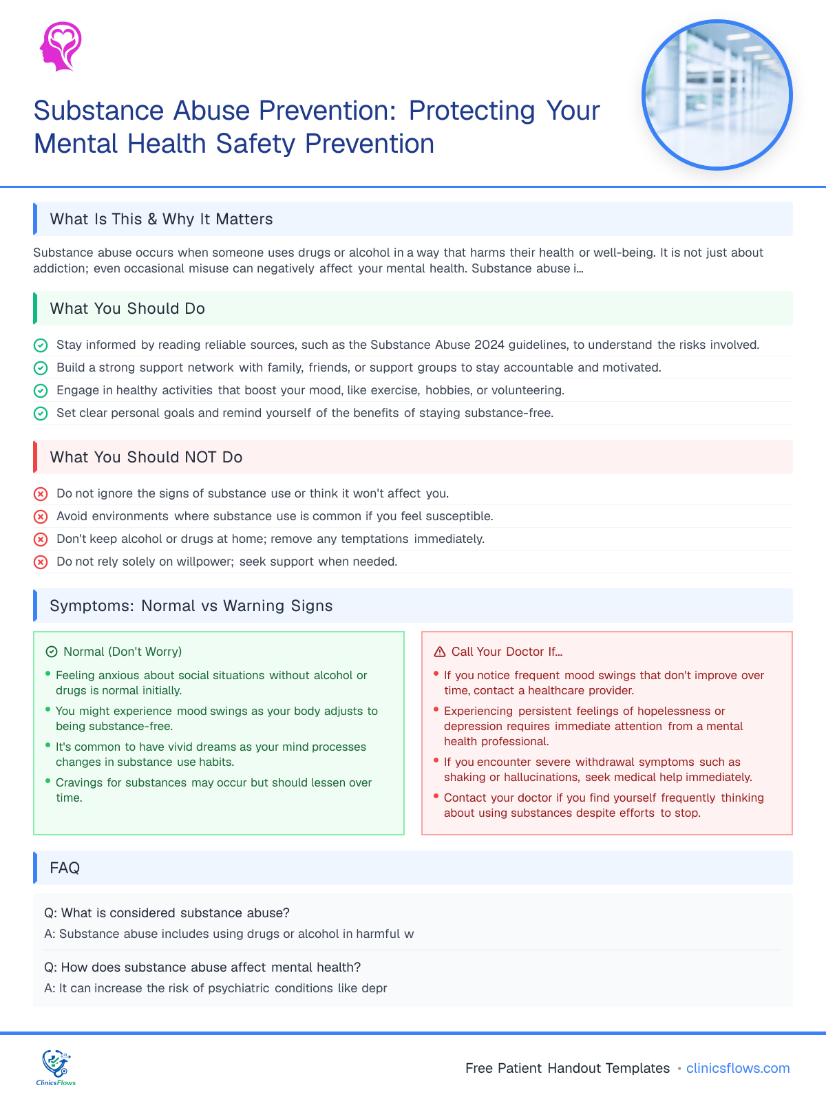 Substance Abuse Prevention: Protecting Your Mental Health Safety Prevention - patient handout preview