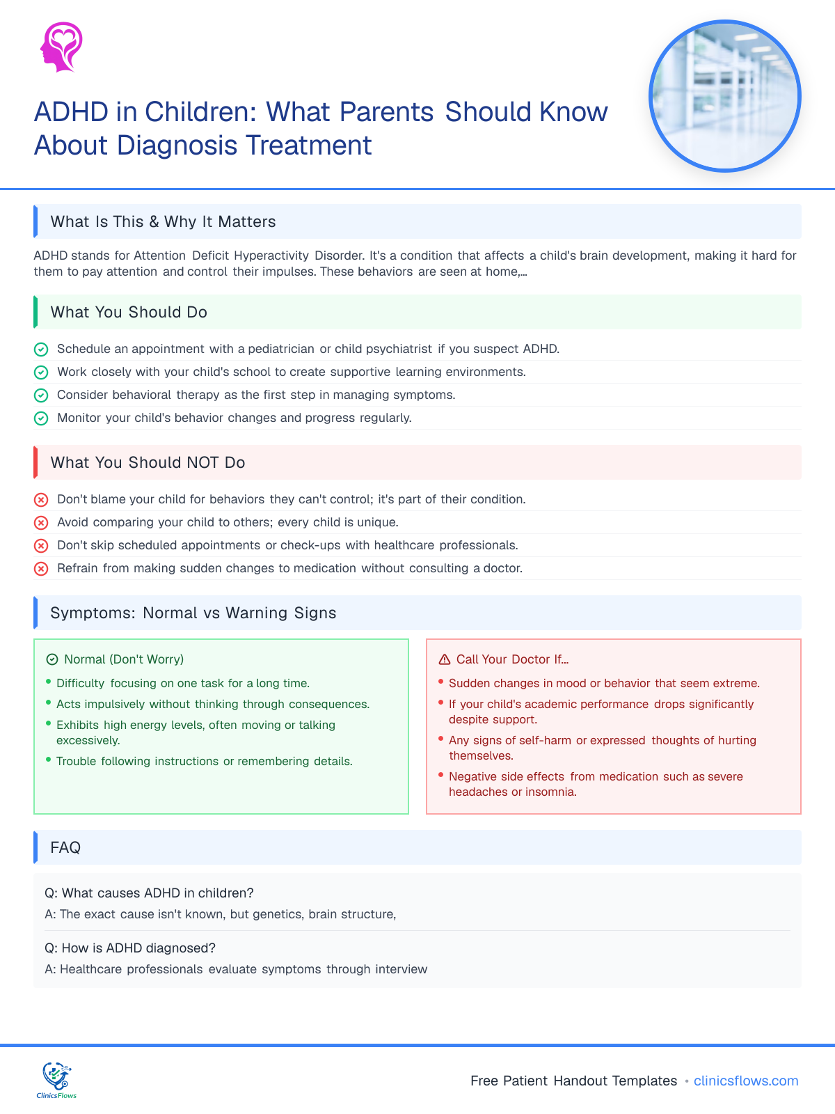 ADHD in Children: What Parents Should Know About Diagnosis Treatment - patient handout preview