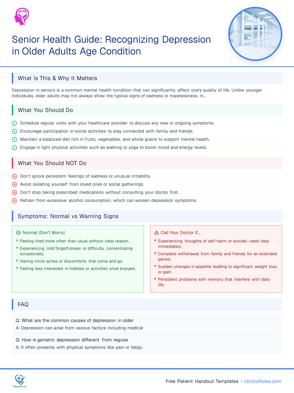 Senior Health Guide: Recognizing Depression in Older Adults Age Condition - patient handout preview