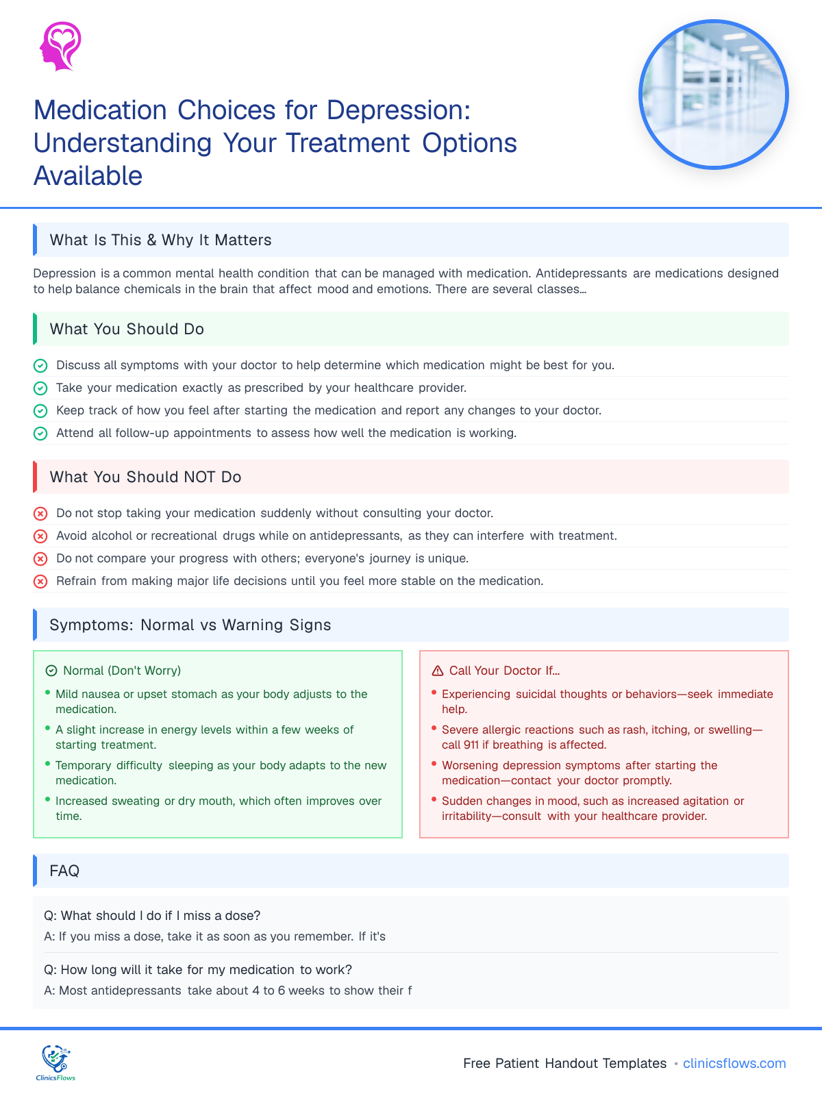 Medication Choices for Depression: Understanding Your Treatment Options Available - patient handout preview