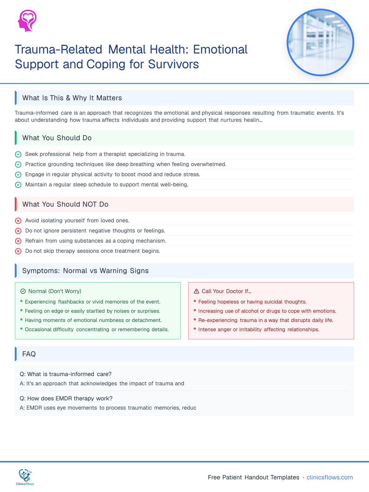 Trauma-Related Mental Health: Emotional Support and Coping for Survivors - patient handout preview